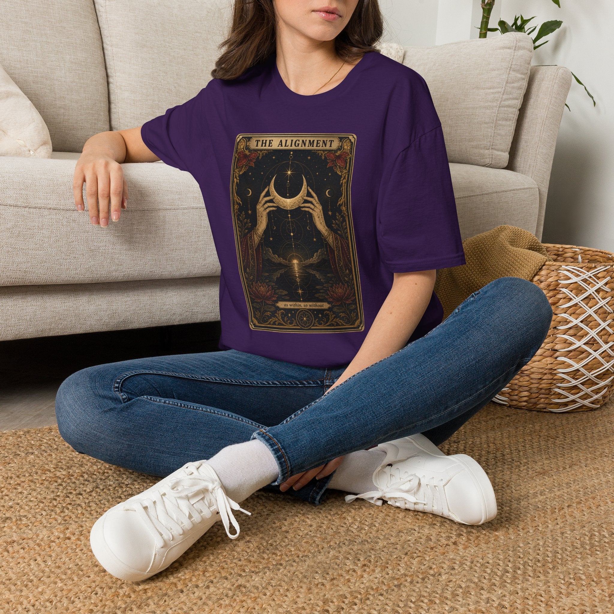 Tarot Moon Graphic Unisex T‑Shirt — "The Alignment" Mystical Crescent Design