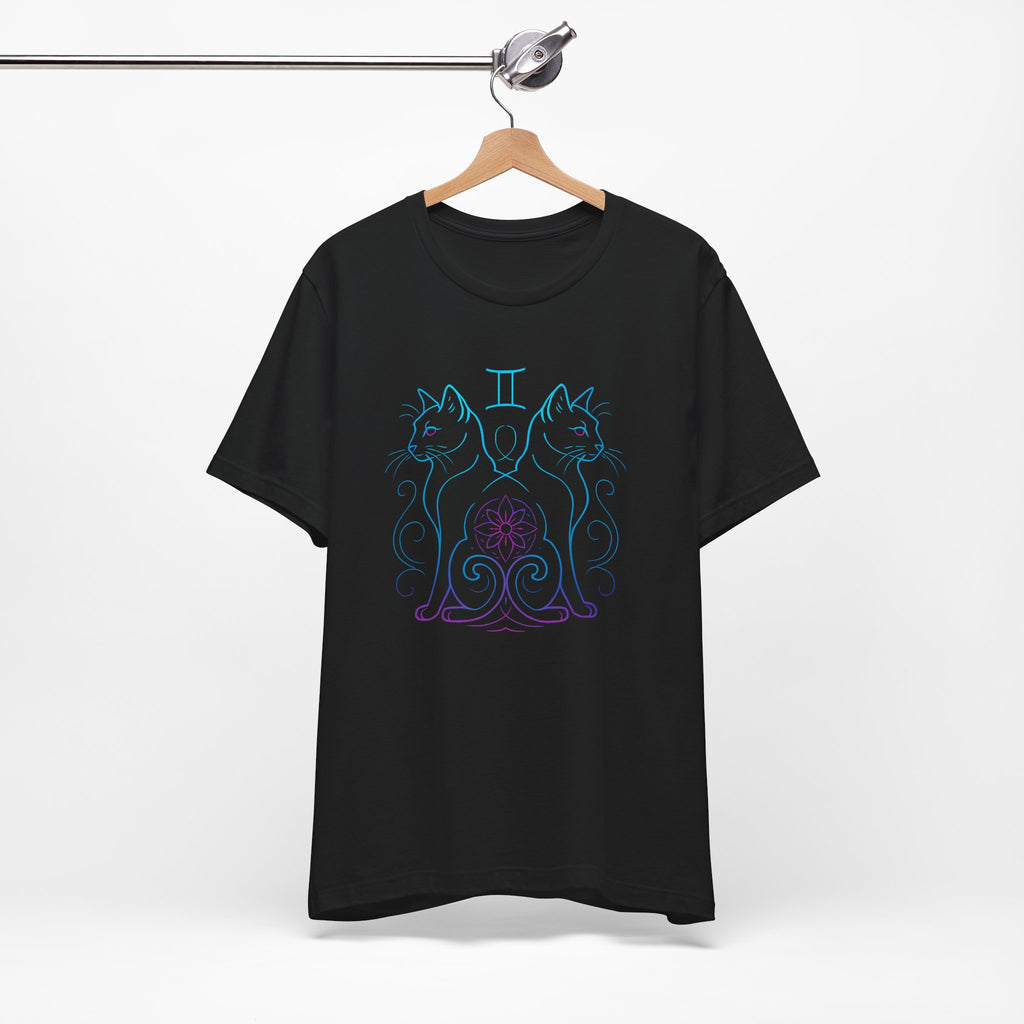 Astrology Zodiac Gemini Twin Cats Unisex Mandala T-Shirt