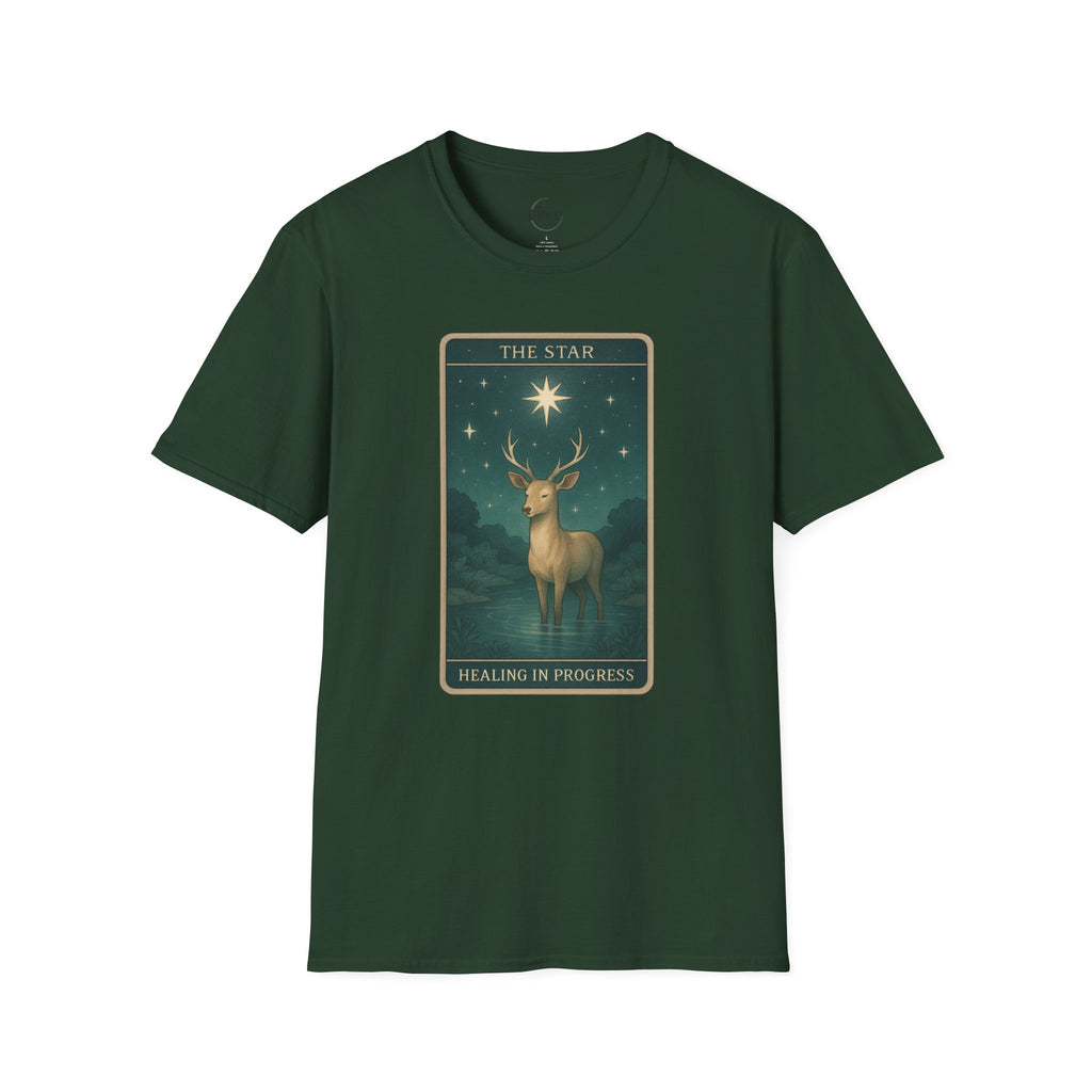 Tarot 'The Star' Deer Unisex T-Shirt — Mystic Celestial Card Graphic Tee