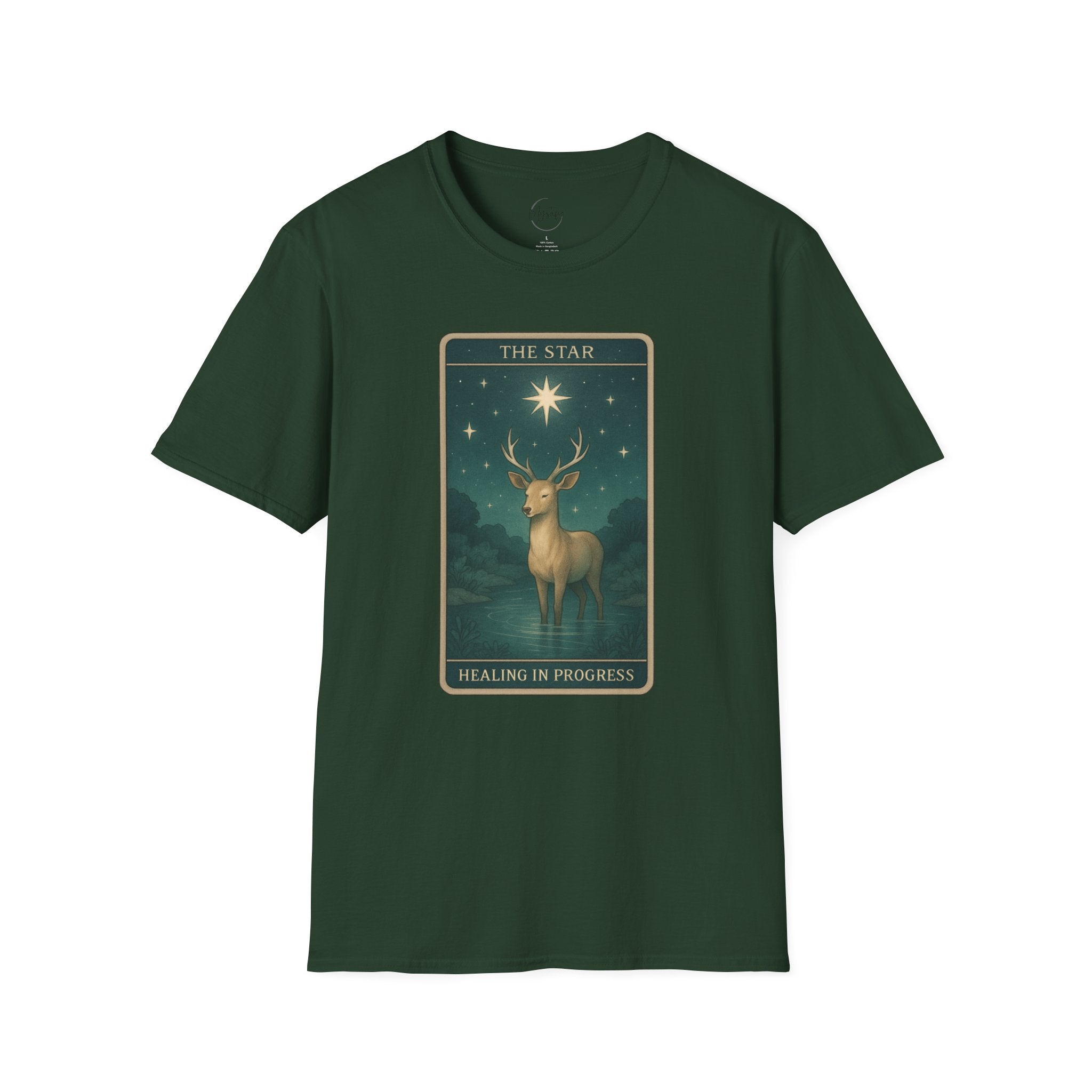 Tarot 'The Star' Deer Unisex T-Shirt — Mystic Celestial Card Graphic Tee