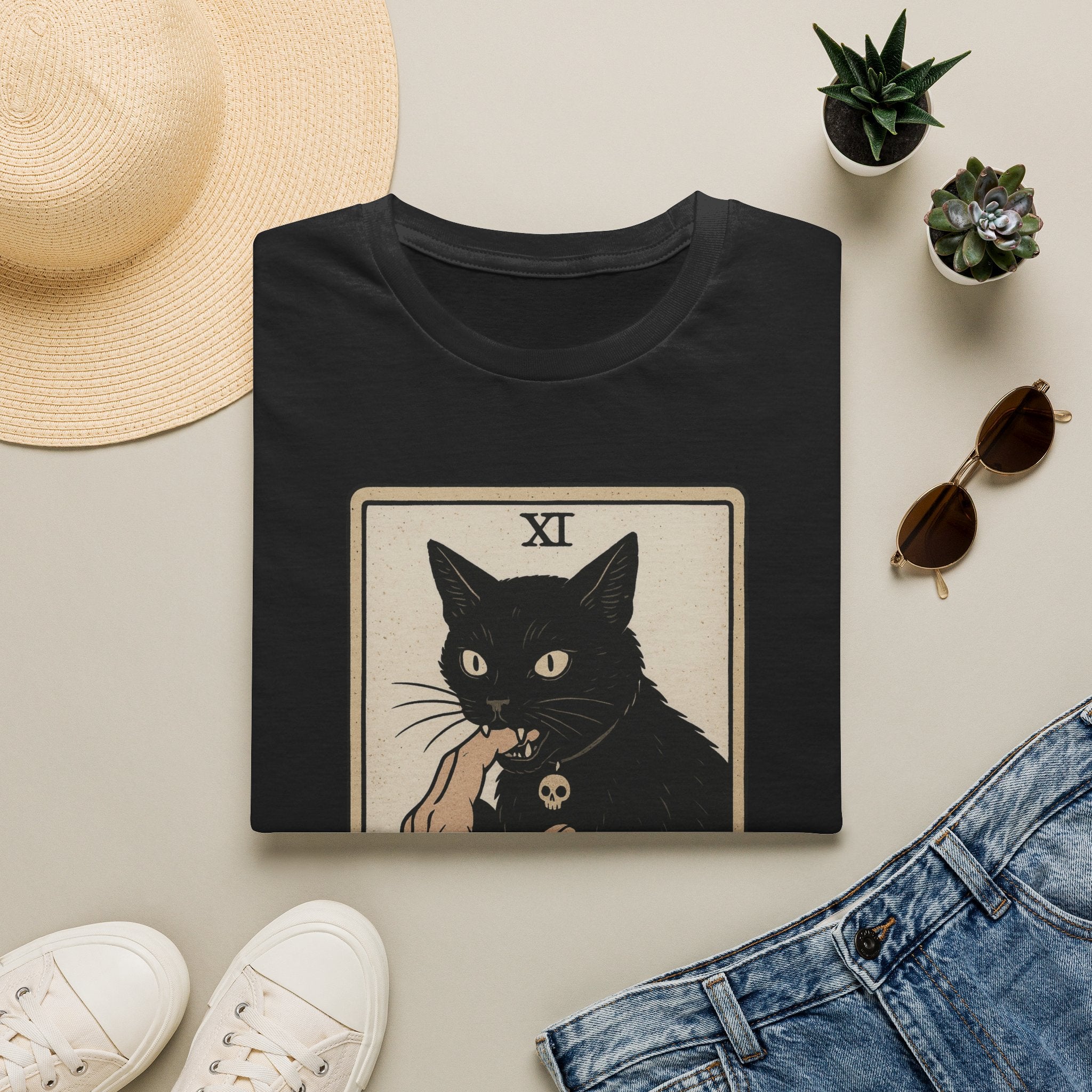 Death Tarot Card Black Cat Unisex T-Shirt