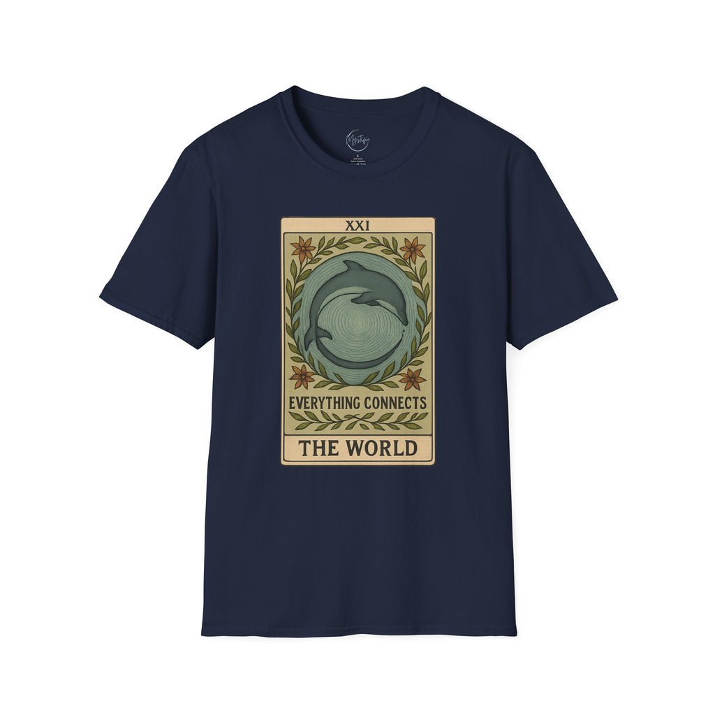 Tarot 'The World' Dolphin Unisex T-Shirt — Everything Connects Graphic Tee