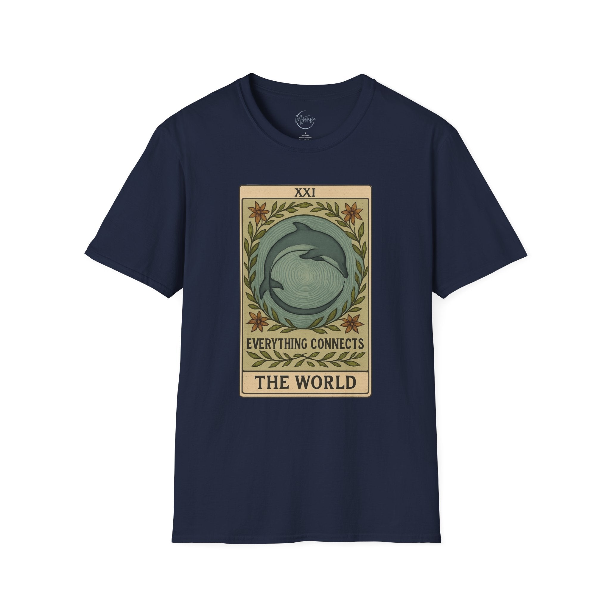 Tarot 'The World' Dolphin Unisex T-Shirt — Everything Connects Graphic Tee
