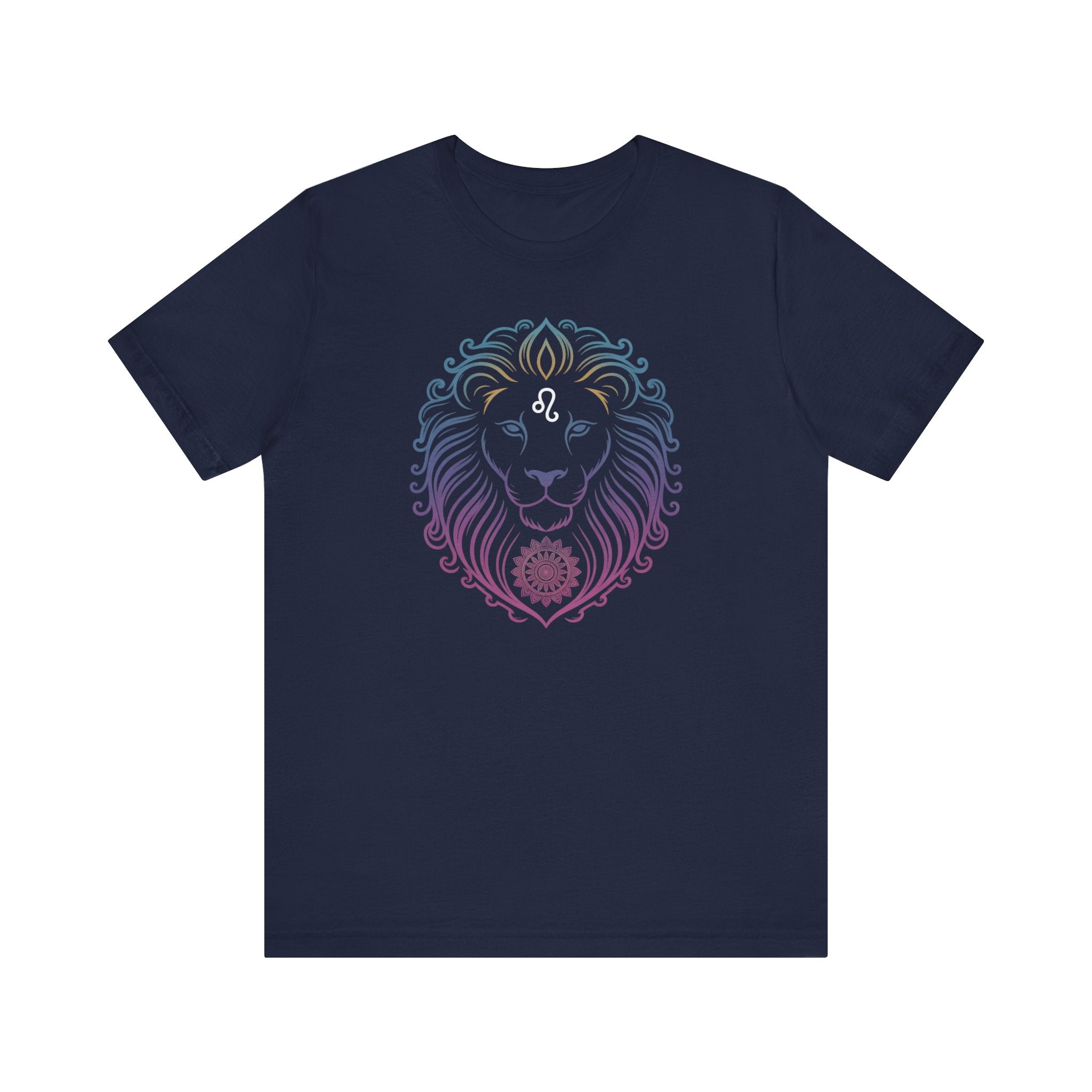 Astrology Zodiac Leo Neon Lion Unisex Mandala T-Shirt