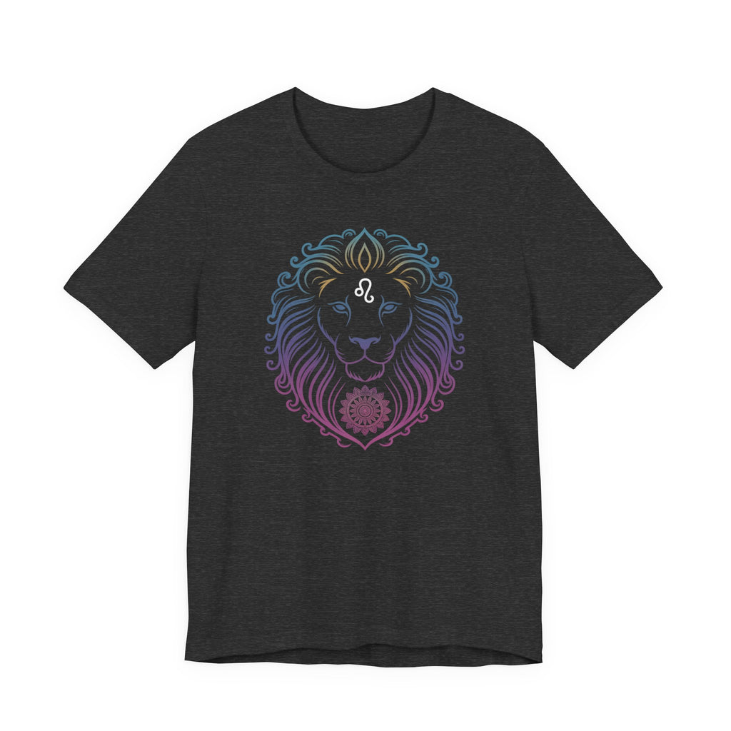 Astrology Zodiac Leo Neon Lion Unisex Mandala T-Shirt
