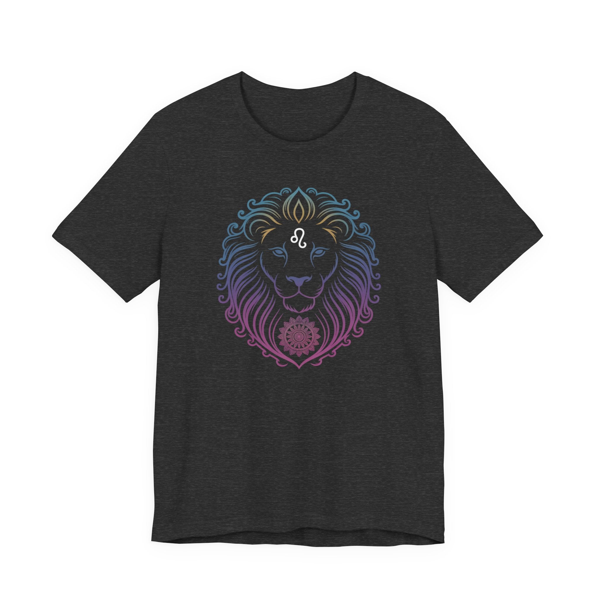 Astrology Zodiac Leo Neon Lion Unisex Mandala T-Shirt