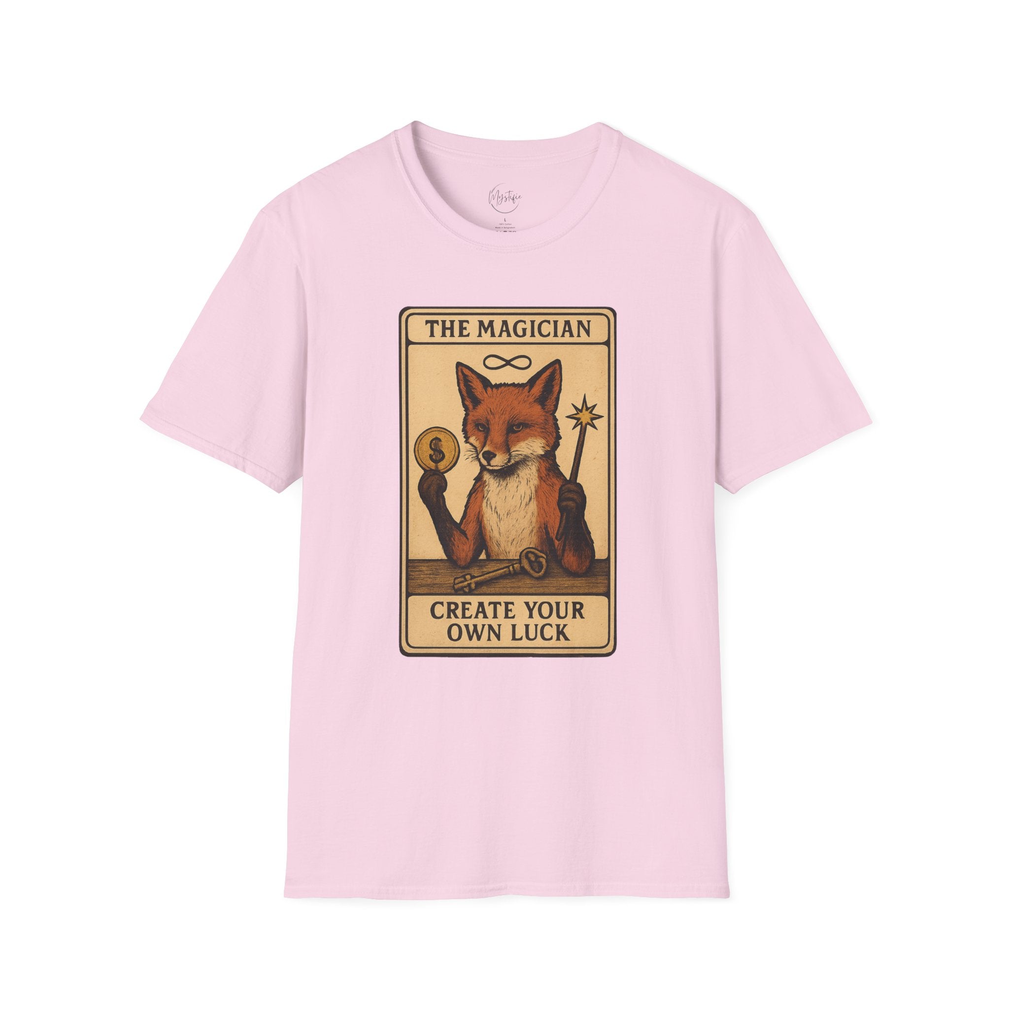 The Magician Fox Tarot Unisex T‑Shirt — 'Create Your Own Luck' Tarot Style Tee