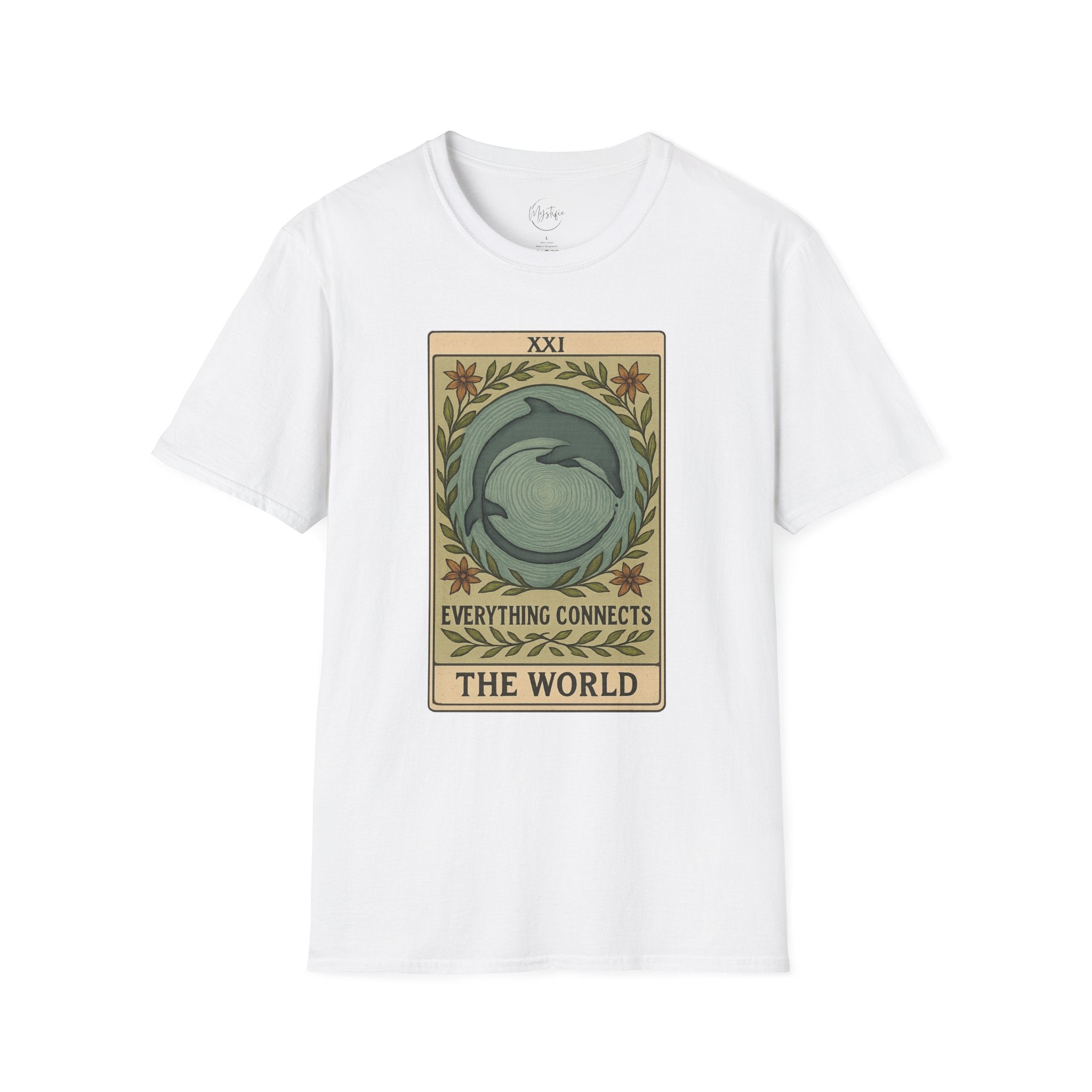 Tarot 'The World' Dolphin Unisex T-Shirt — Everything Connects Graphic Tee