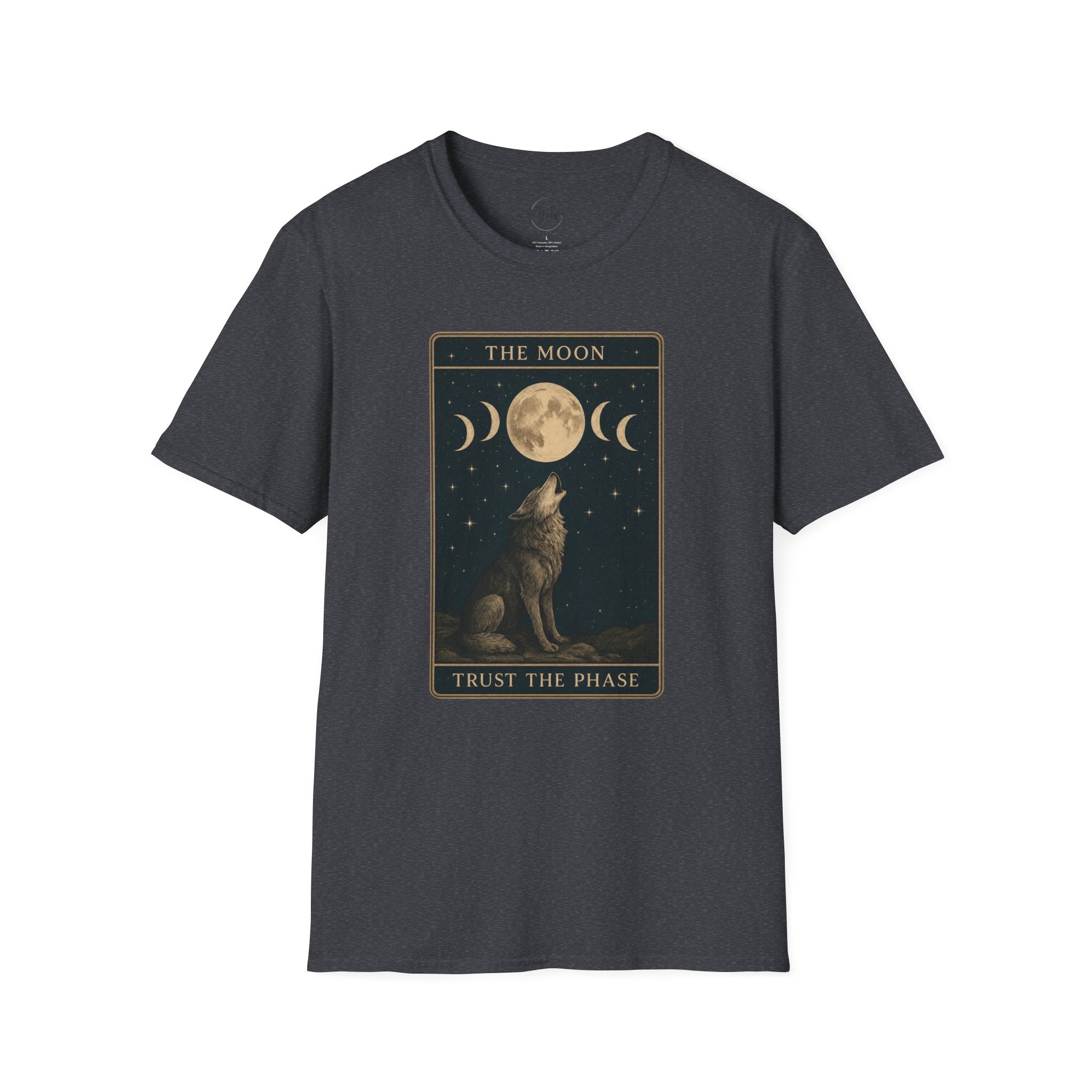 The Moon Tarot Unisex T-Shirt — 'Trust the Phases' Wolf Moon Tee