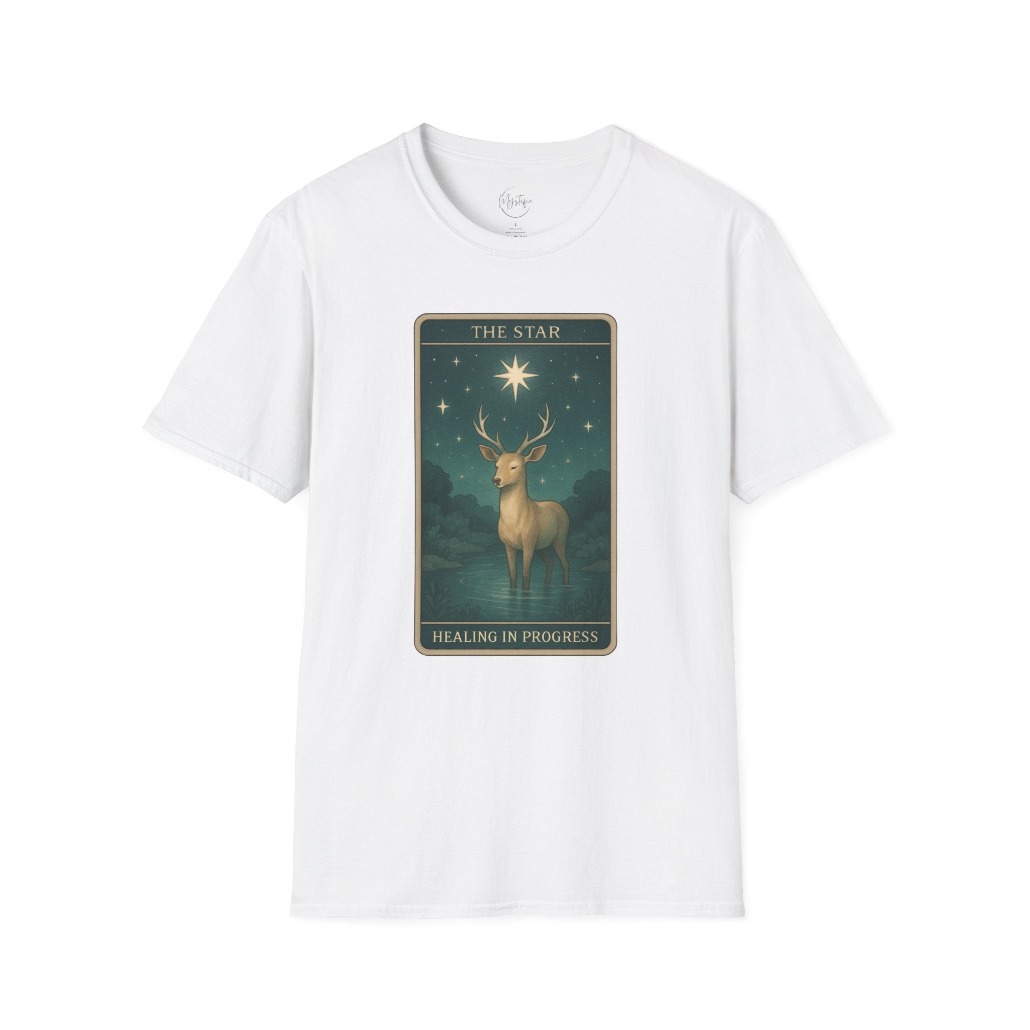 Tarot 'The Star' Deer Unisex T-Shirt — Mystic Celestial Card Graphic Tee