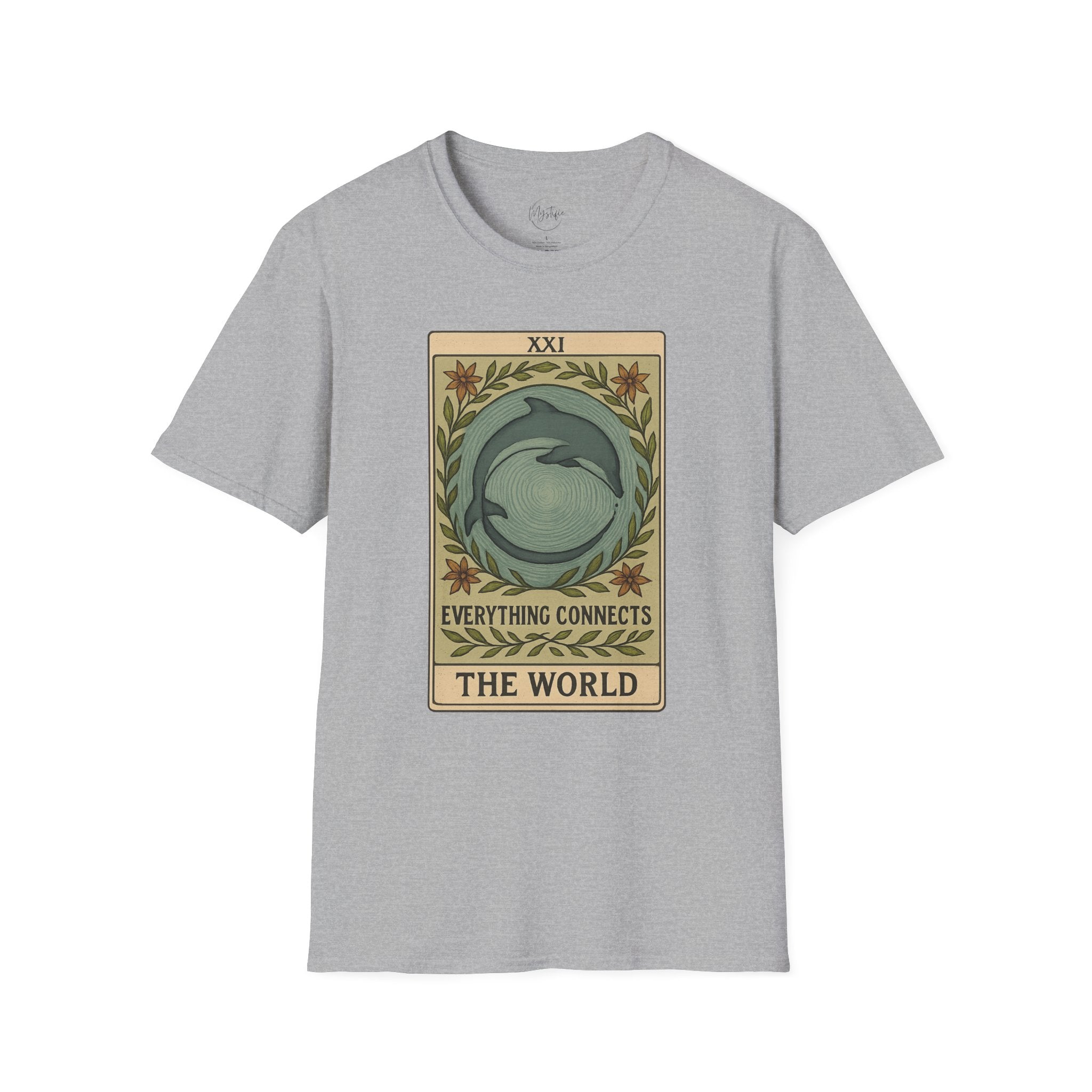 Tarot 'The World' Dolphin Unisex T-Shirt — Everything Connects Graphic Tee