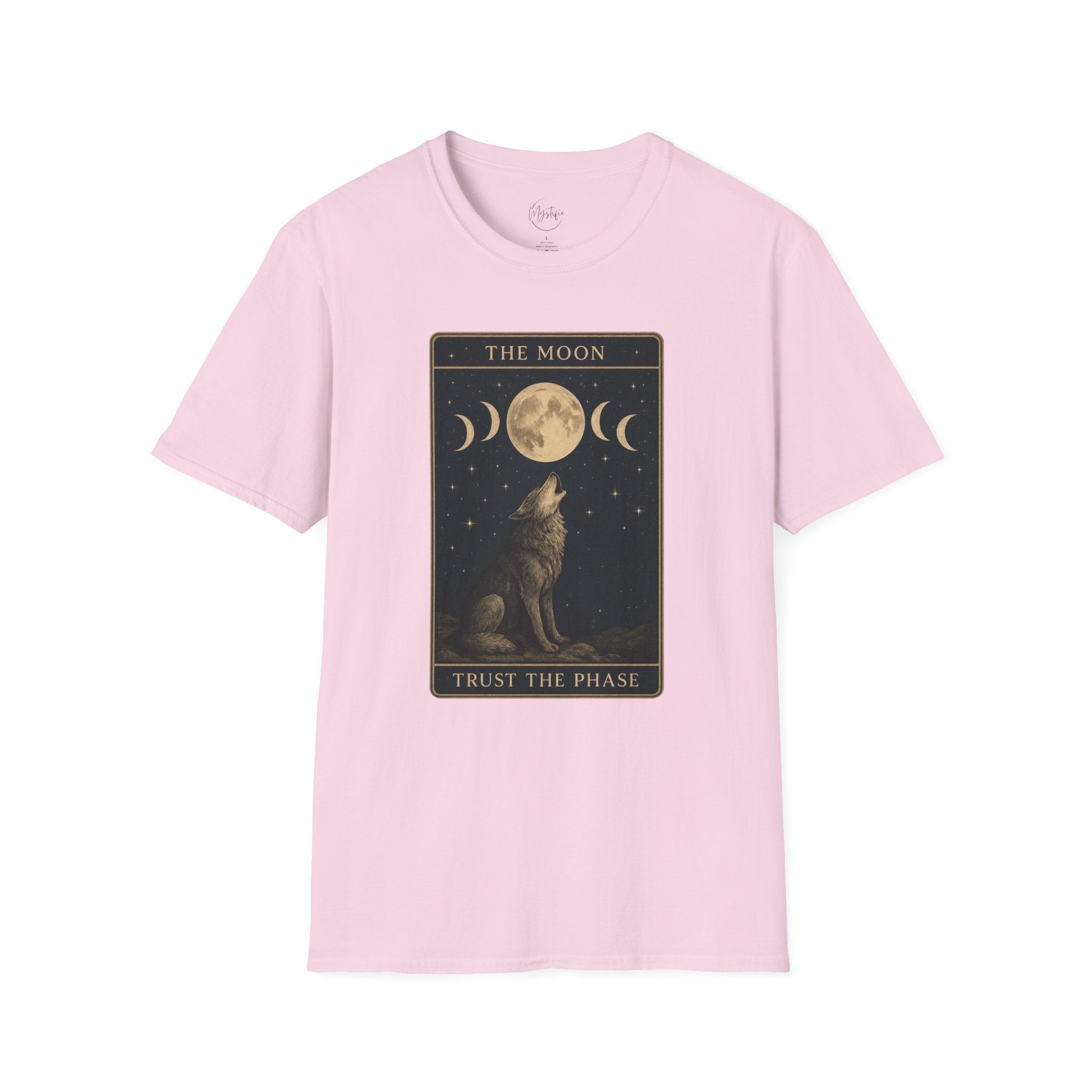 The Moon Tarot Unisex T-Shirt — 'Trust the Phases' Wolf Moon Tee