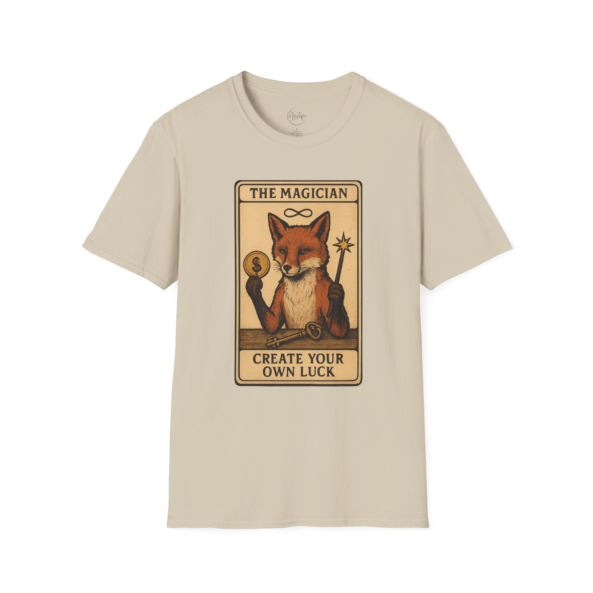 The Magician Fox Tarot Unisex T‑Shirt — 'Create Your Own Luck' Tarot Style Tee