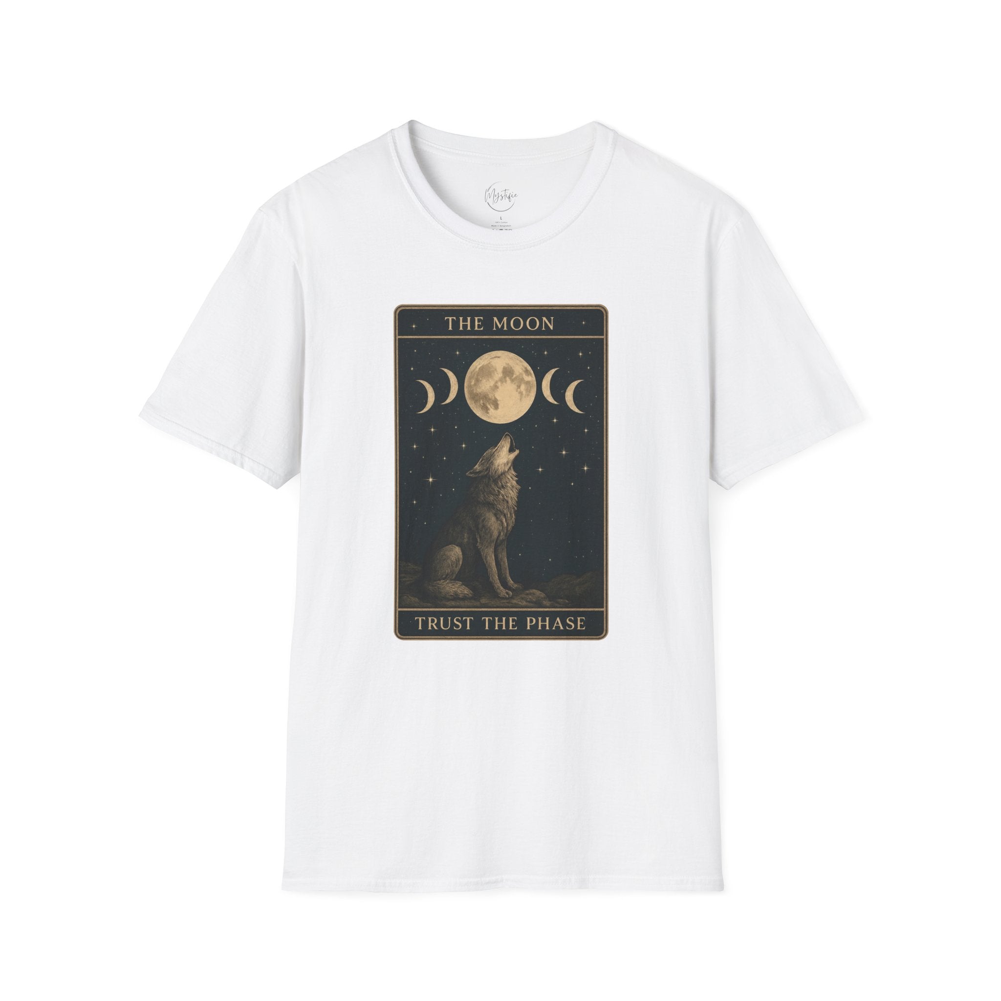 The Moon Tarot Unisex T-Shirt — 'Trust the Phases' Wolf Moon Tee