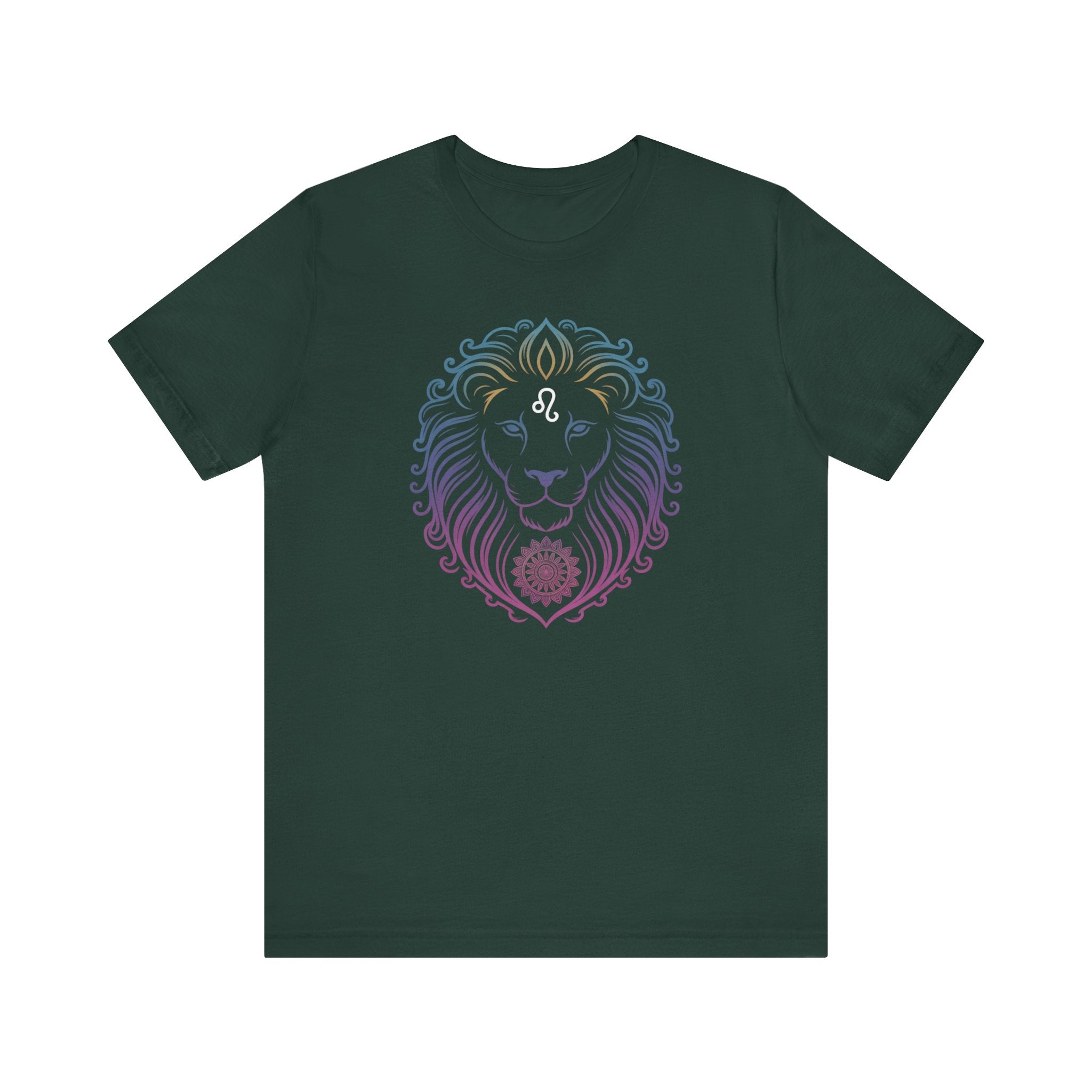 Astrology Zodiac Leo Neon Lion Unisex Mandala T-Shirt