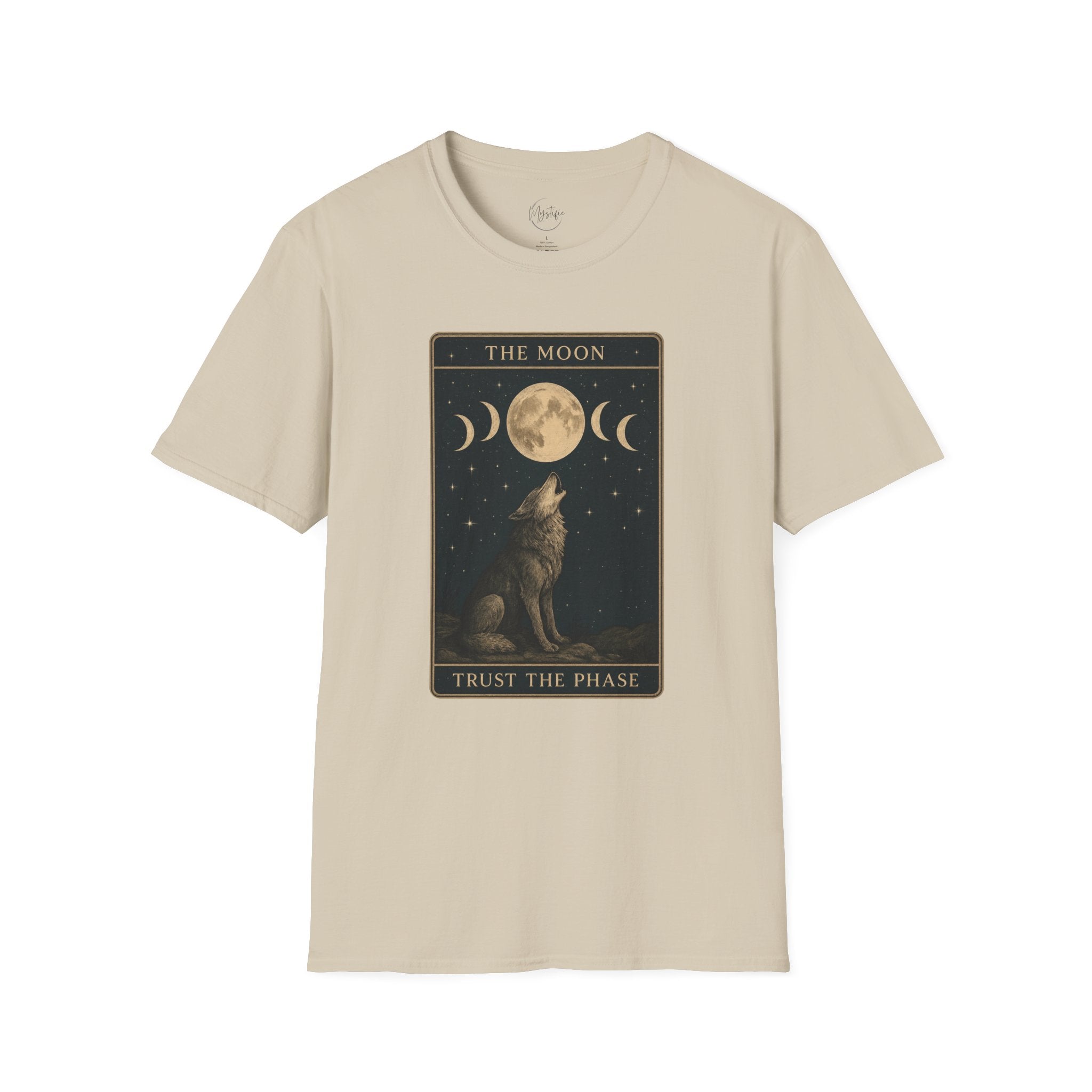 The Moon Tarot Unisex T-Shirt — 'Trust the Phases' Wolf Moon Tee