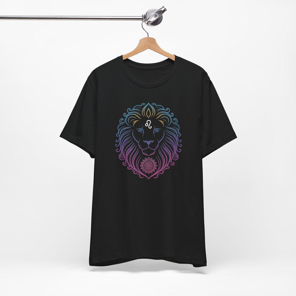 Astrology Zodiac Leo Neon Lion Unisex Mandala T-Shirt