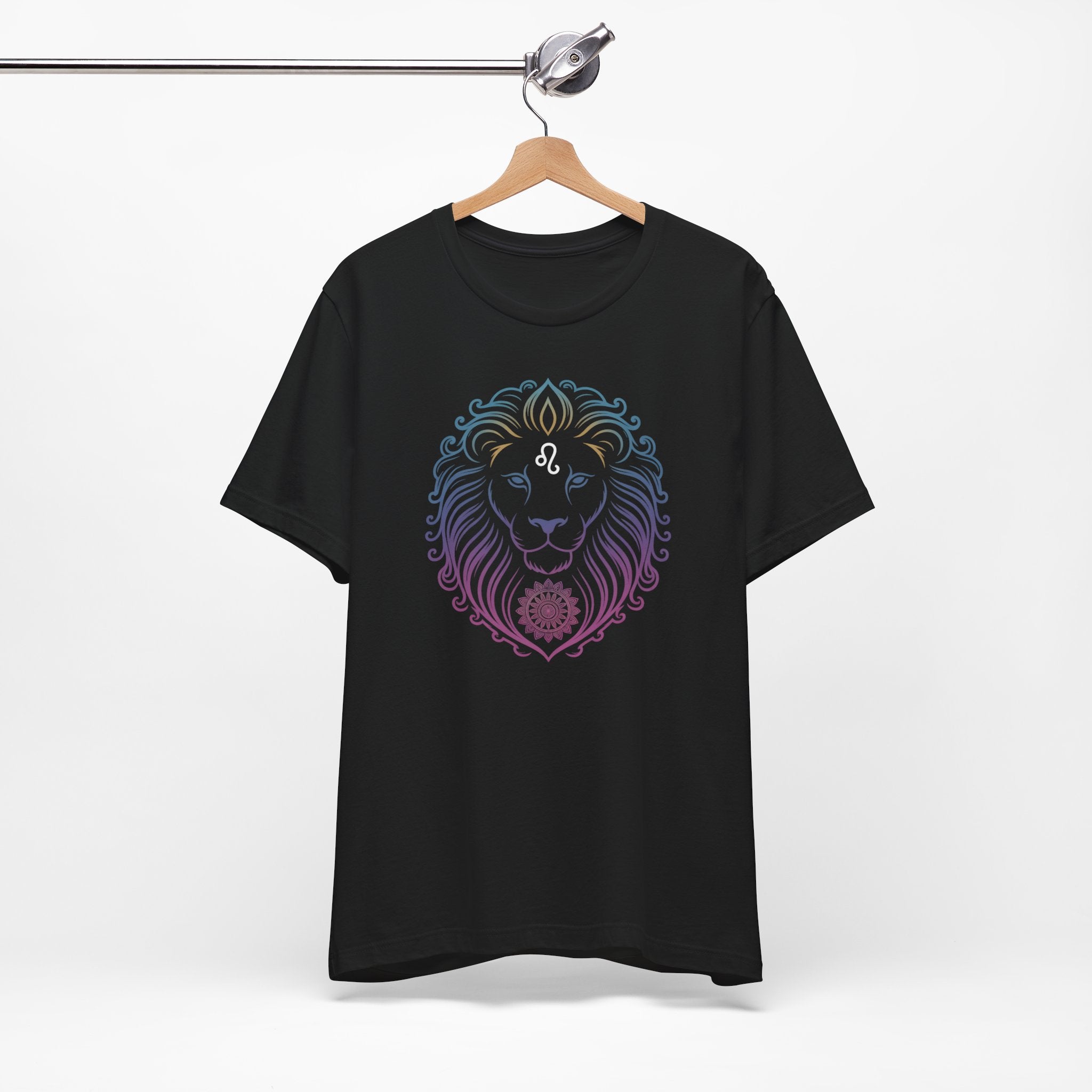 Astrology Zodiac Leo Neon Lion Unisex Mandala T-Shirt