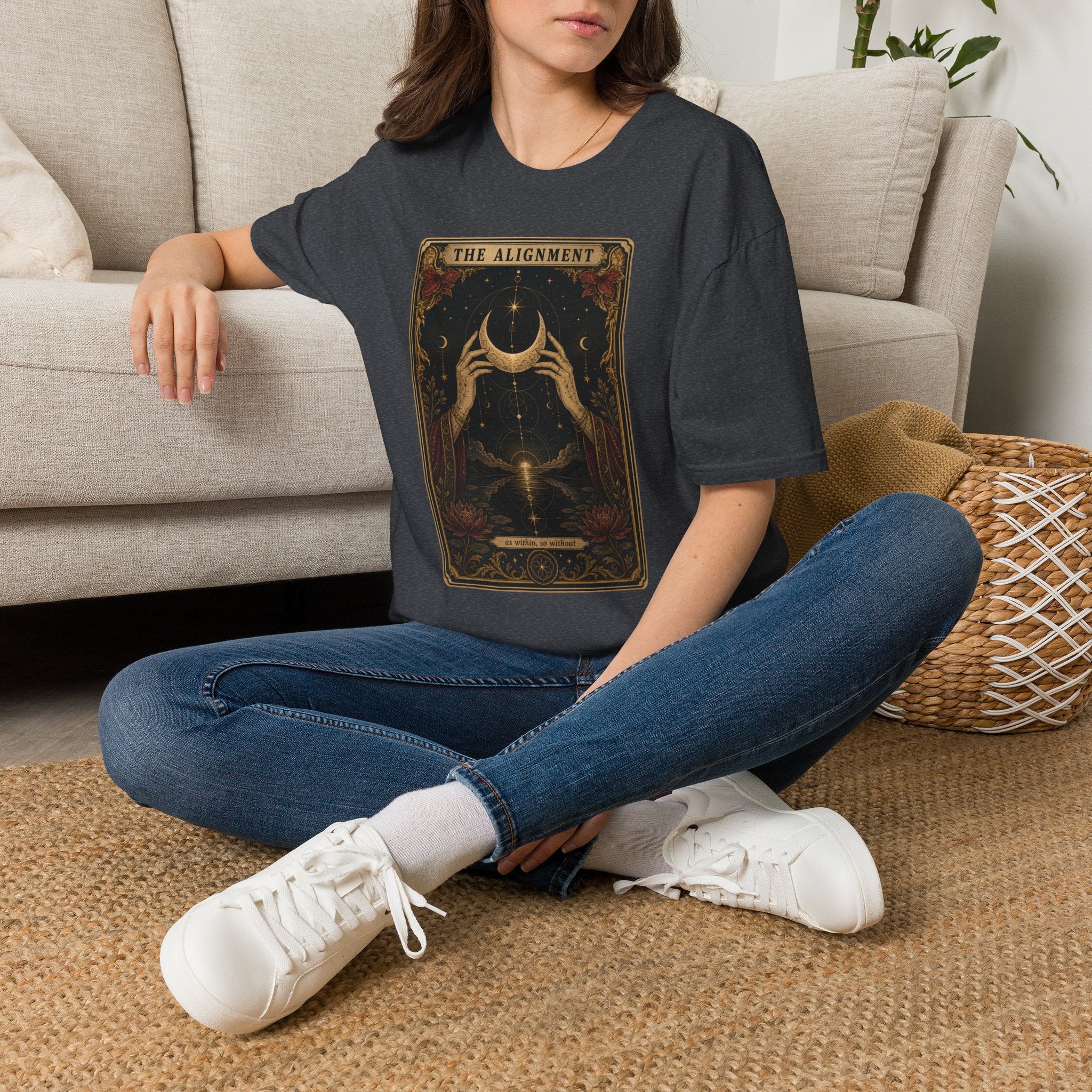 Tarot Moon Graphic Unisex T‑Shirt — "The Alignment" Mystical Crescent Design