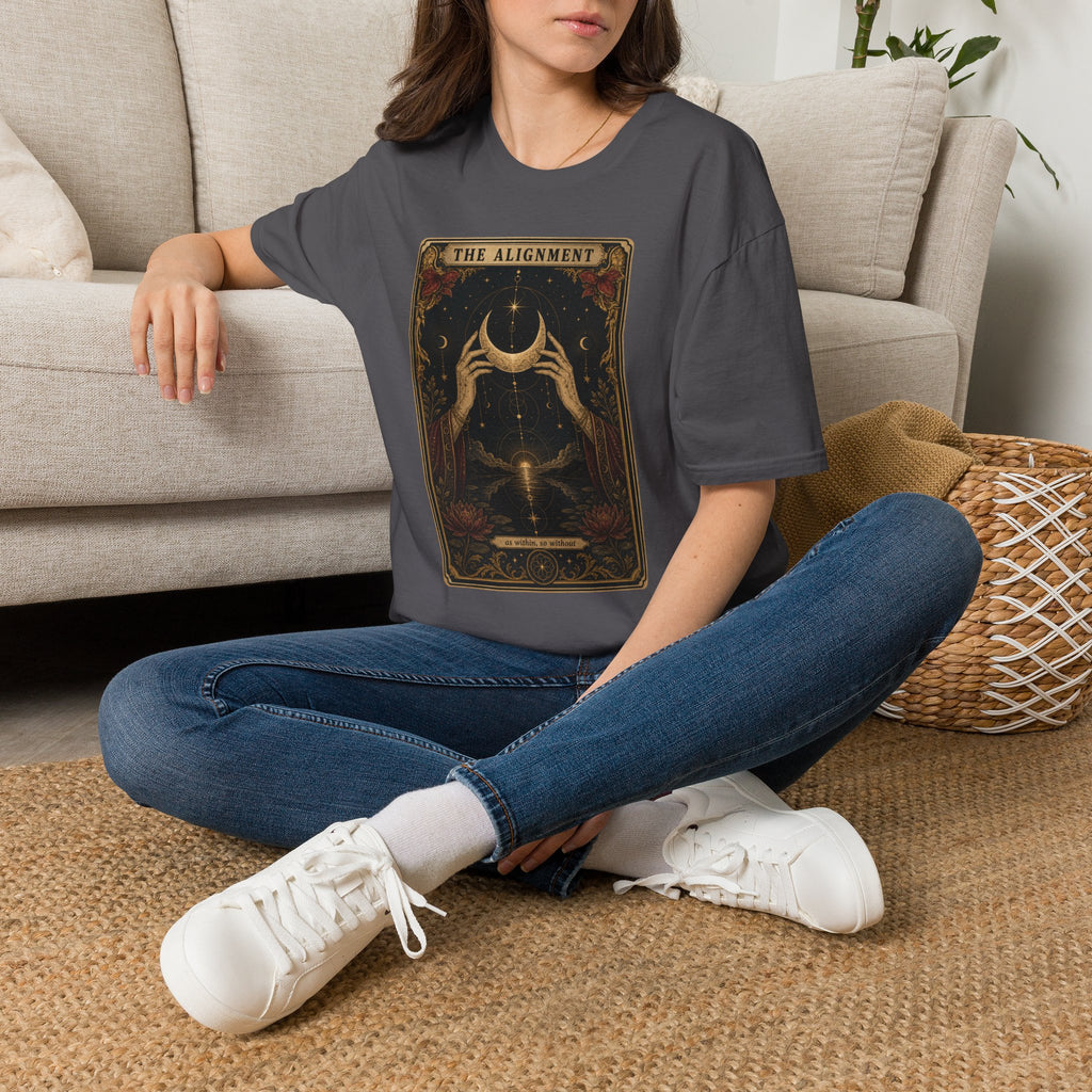Tarot Moon Graphic Unisex T‑Shirt — "The Alignment" Mystical Crescent Design