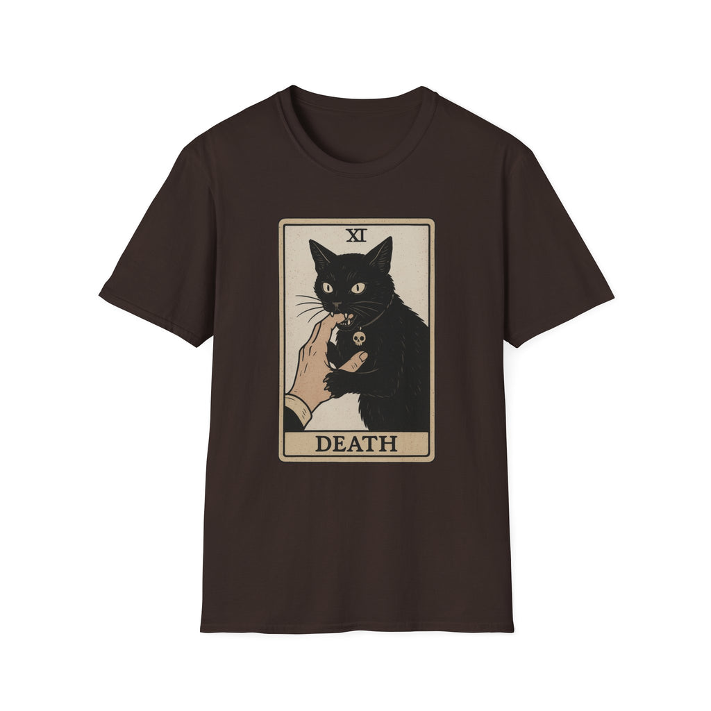 Death Tarot Cat T-Shirt — Gothic Black Cat Tarot Card Tee