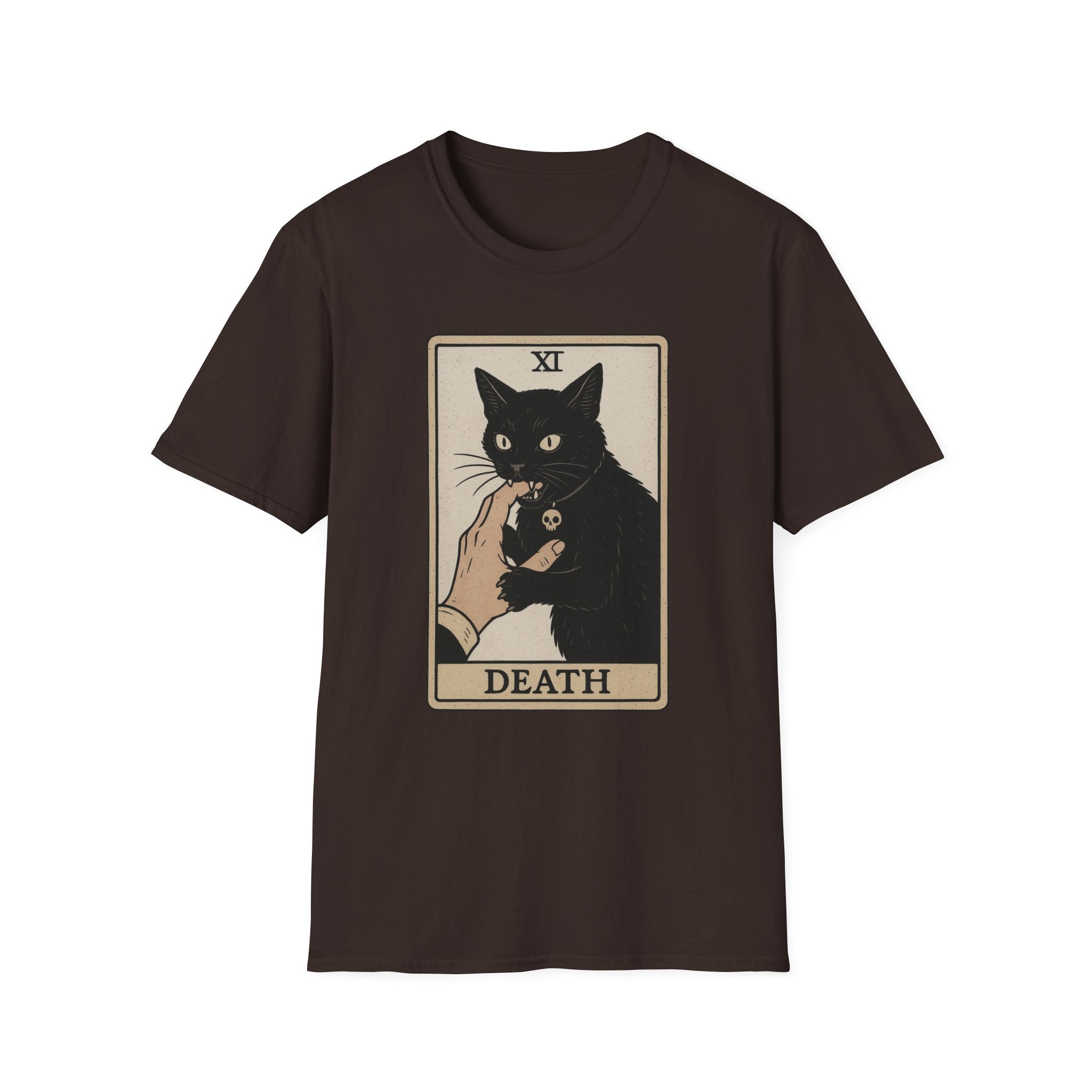 Death Tarot Cat T-Shirt — Gothic Black Cat Tarot Card Tee