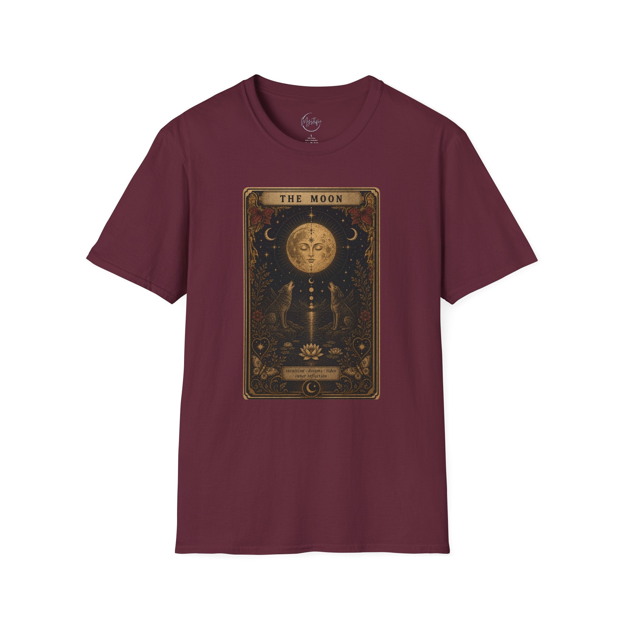 Moon Tarot Unisex T-Shirt — Vintage The Moon Card Graphic Tee