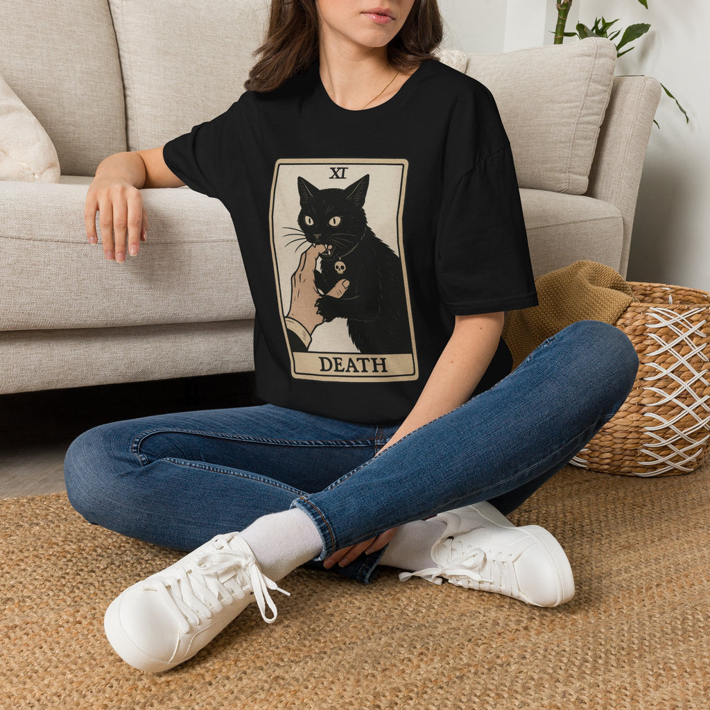 Death Tarot Card Black Cat Unisex T-Shirt