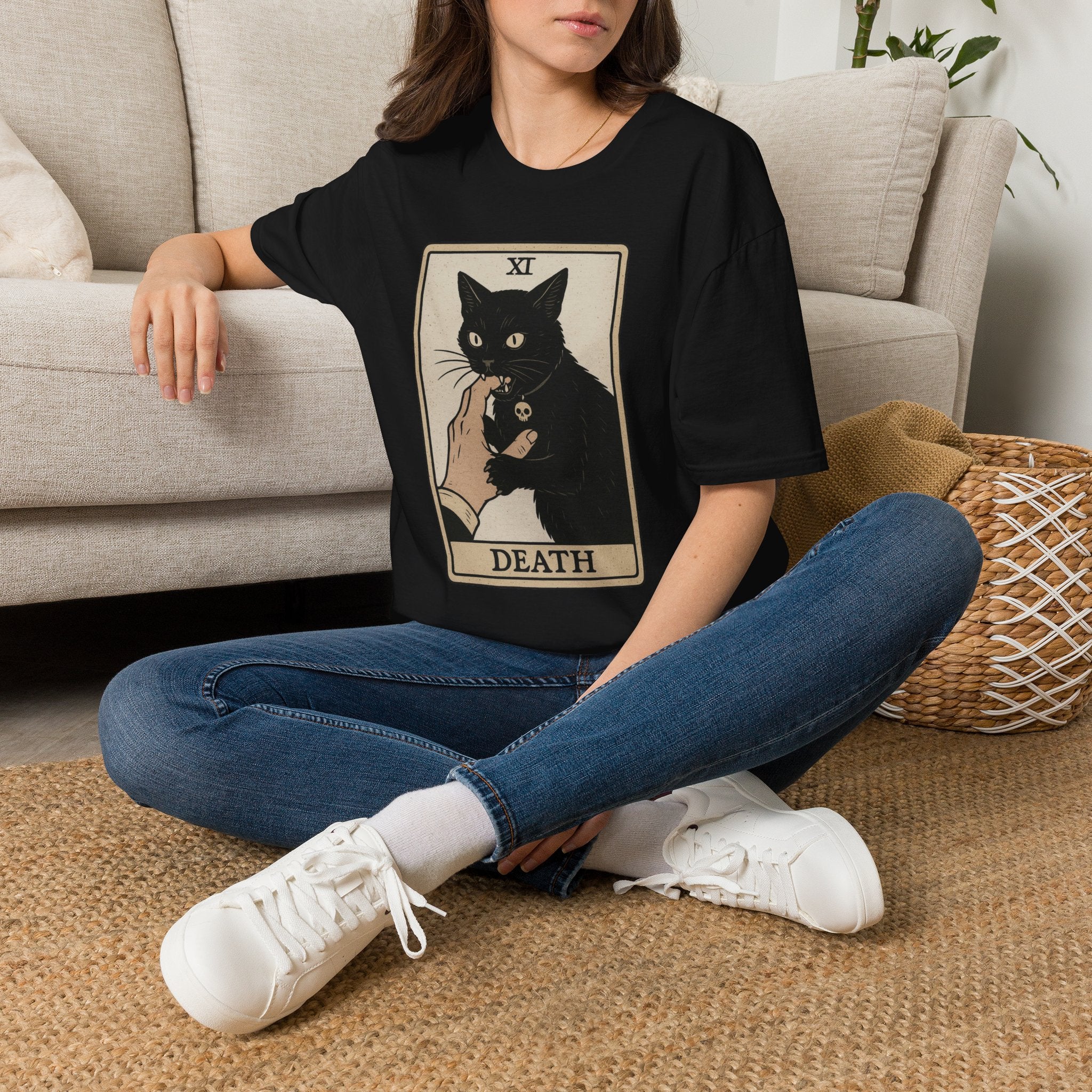Death Tarot Card Black Cat Unisex T-Shirt