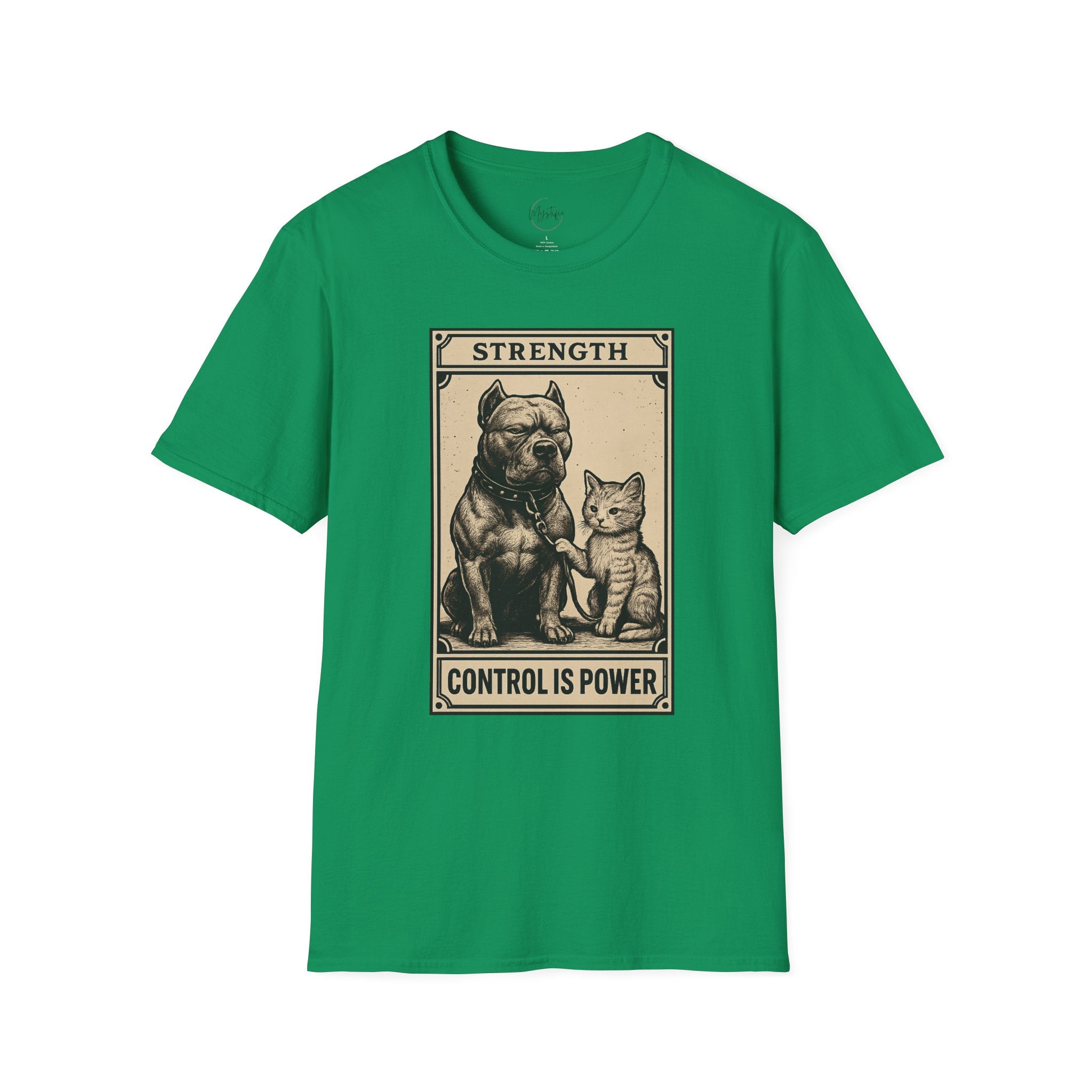 Strength 'Control Is Power' Tarot Unisex T-Shirt — Vintage Dog & Cat Graphic Tee