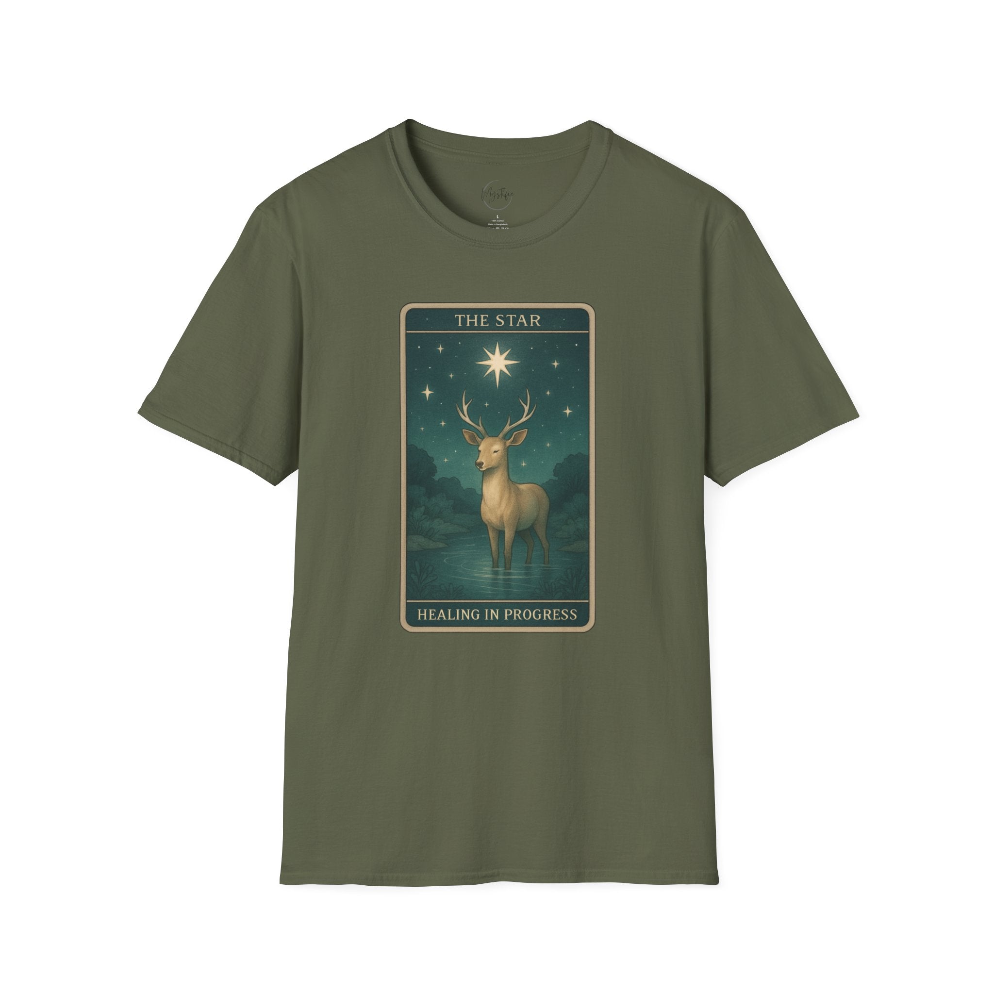 Tarot 'The Star' Deer Unisex T-Shirt — Mystic Celestial Card Graphic Tee