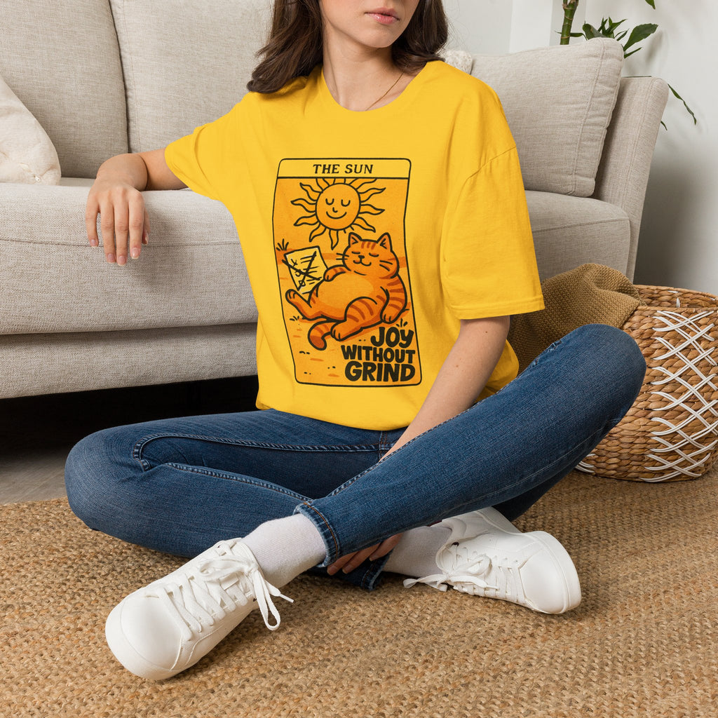 The Sun Tarot Cat Unisex T-Shirt — Joy Without Grind Graphic Tee