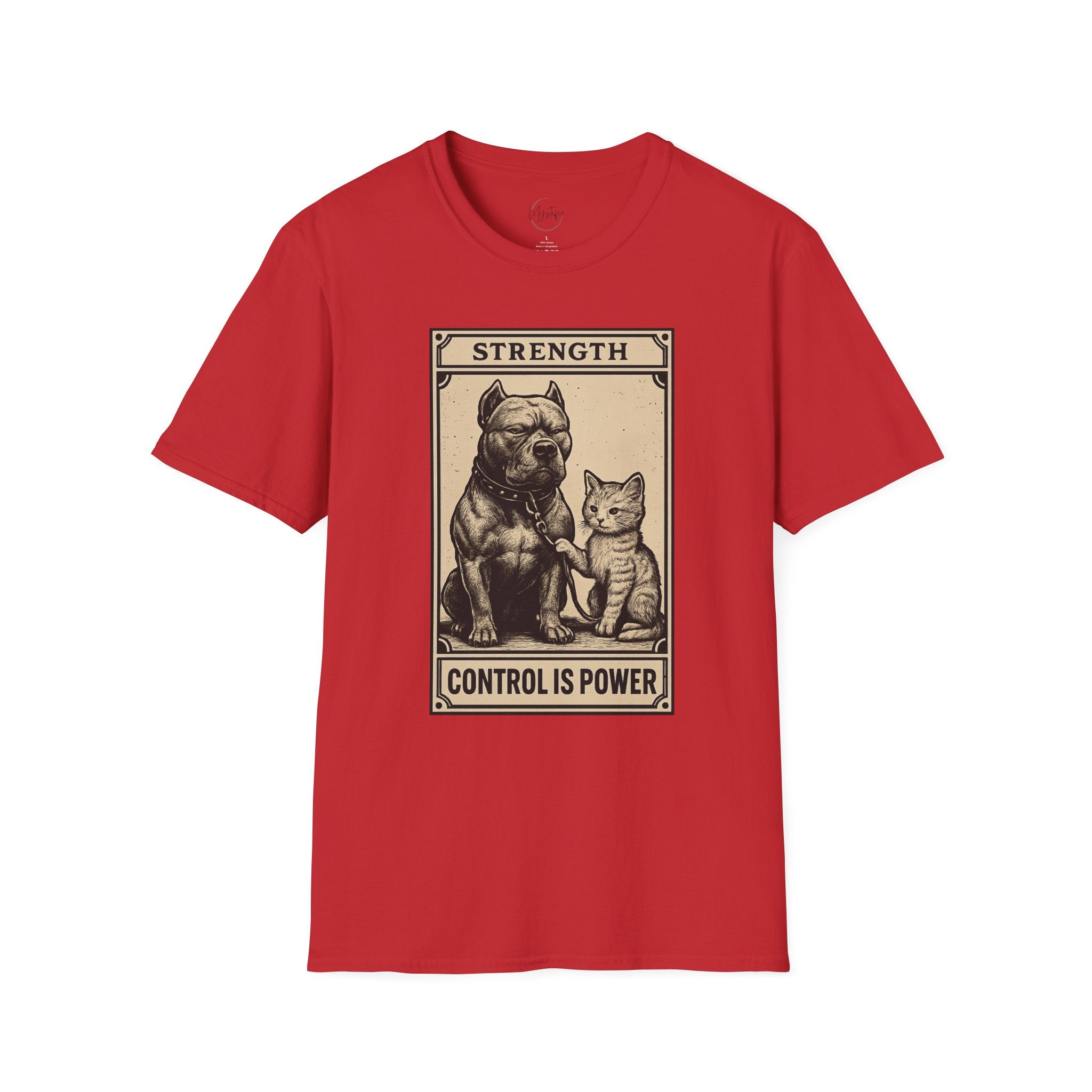 Strength 'Control Is Power' Tarot Unisex T-Shirt — Vintage Dog & Cat Graphic Tee