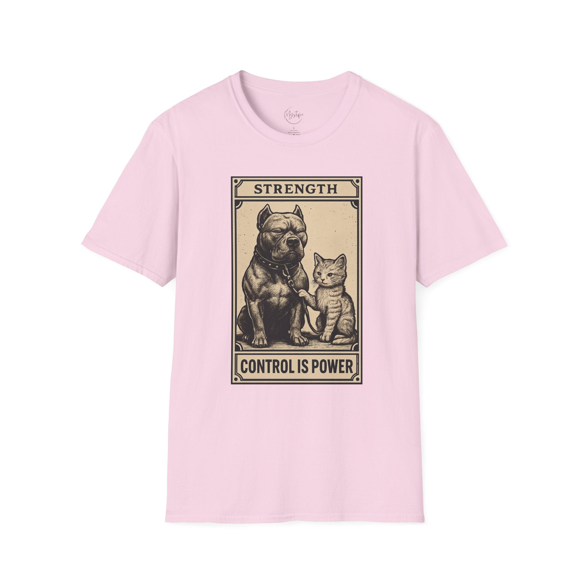 Strength 'Control Is Power' Tarot Unisex T-Shirt — Vintage Dog & Cat Graphic Tee