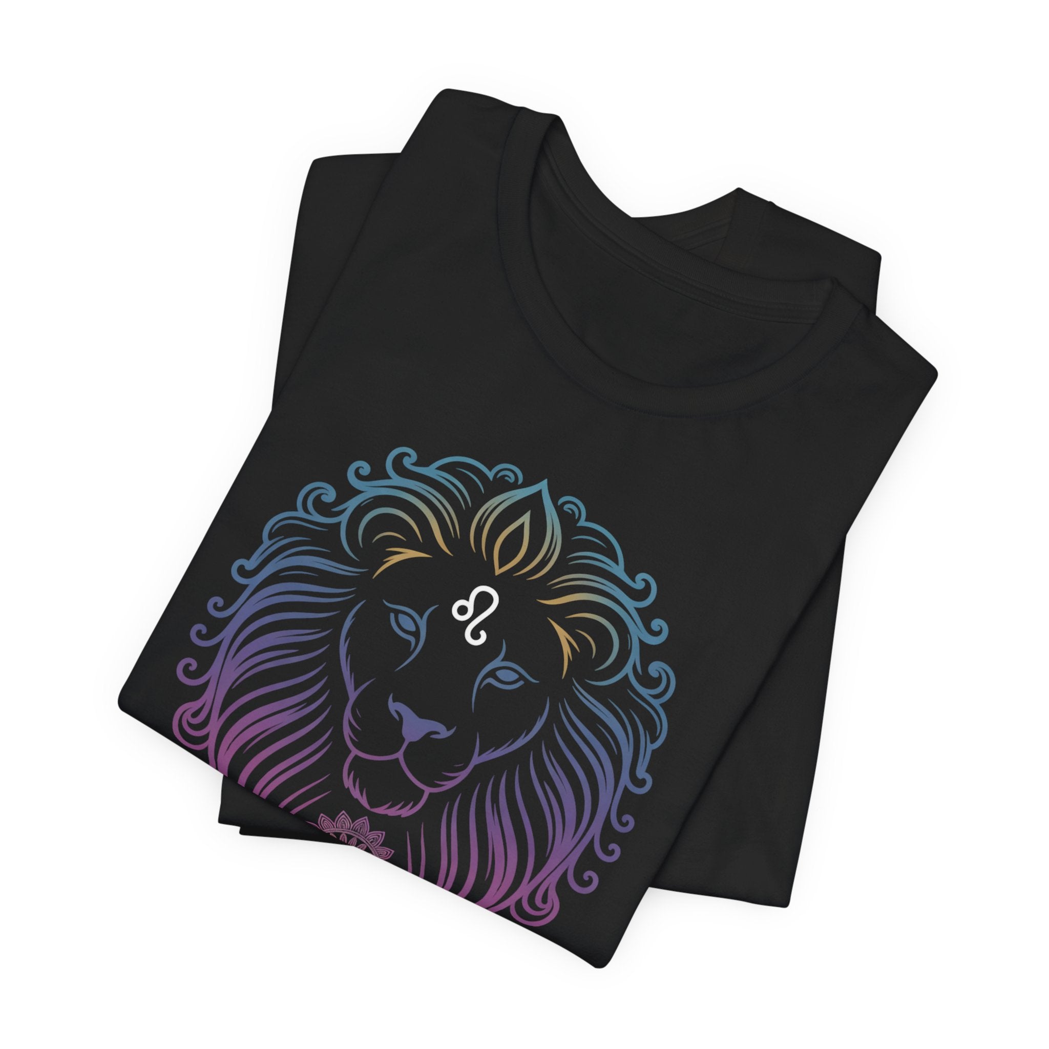 Astrology Zodiac Leo Neon Lion Unisex Mandala T-Shirt