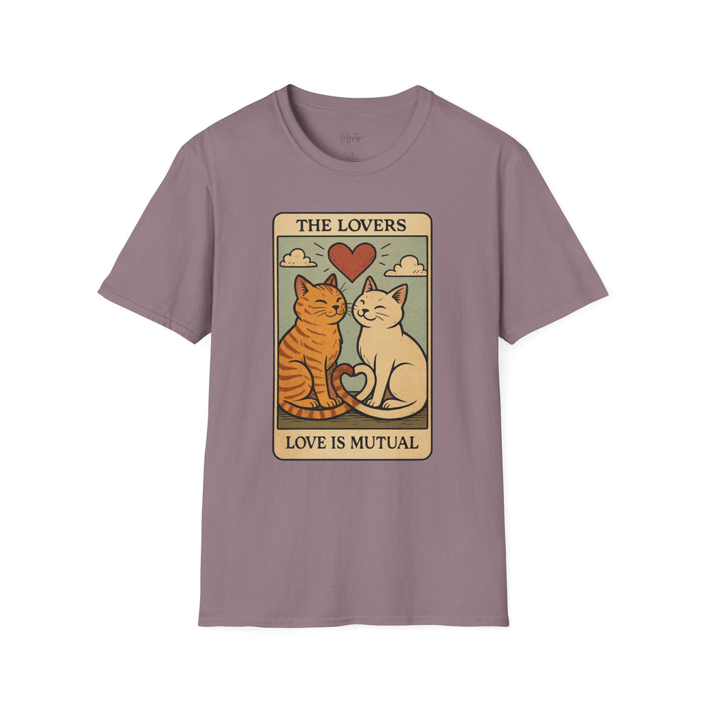 The Lovers Cat Unisex T-Shirt — 'Love Is Mutual' Vintage Tarot Style Tee