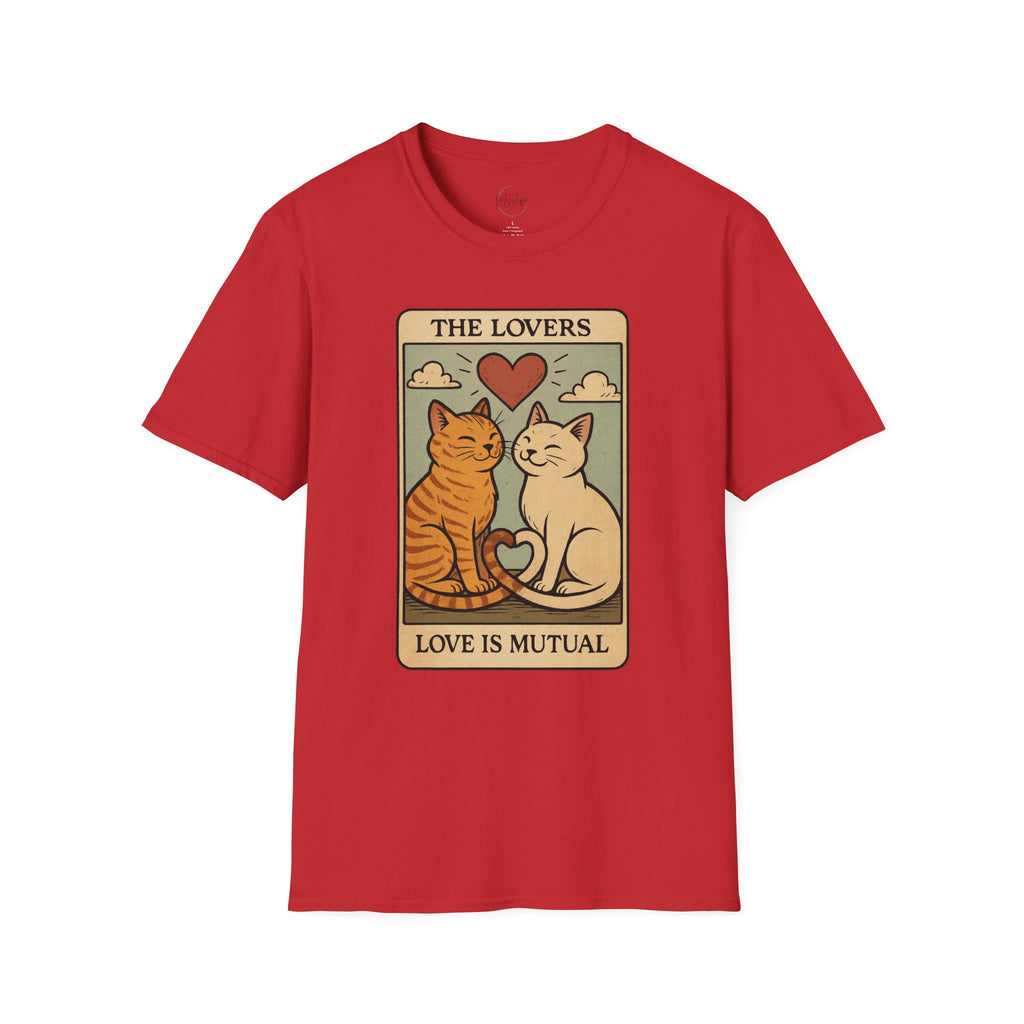 The Lovers Cat Unisex T-Shirt — 'Love Is Mutual' Vintage Tarot Style Tee