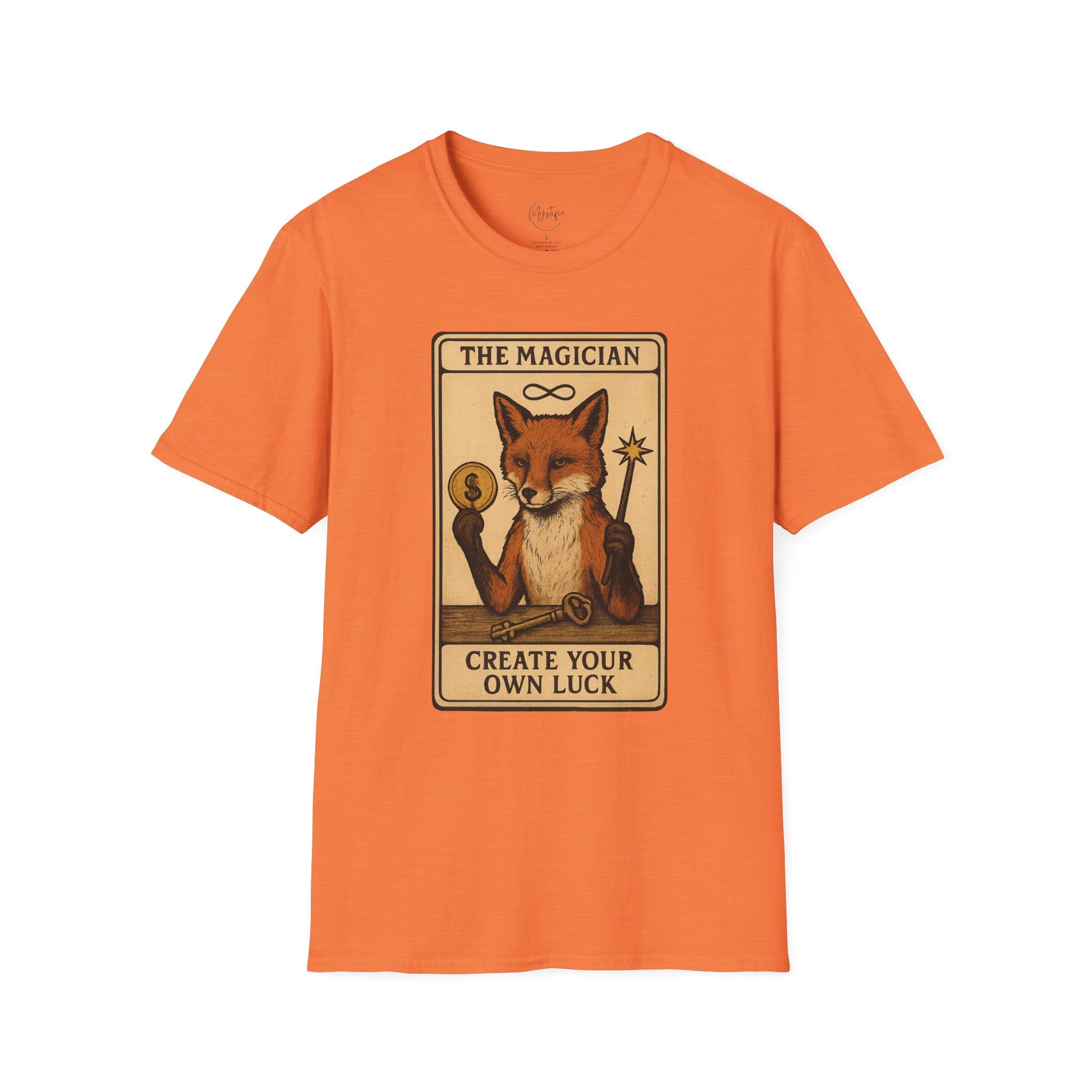 The Magician Fox Tarot Unisex T‑Shirt — 'Create Your Own Luck' Tarot Style Tee
