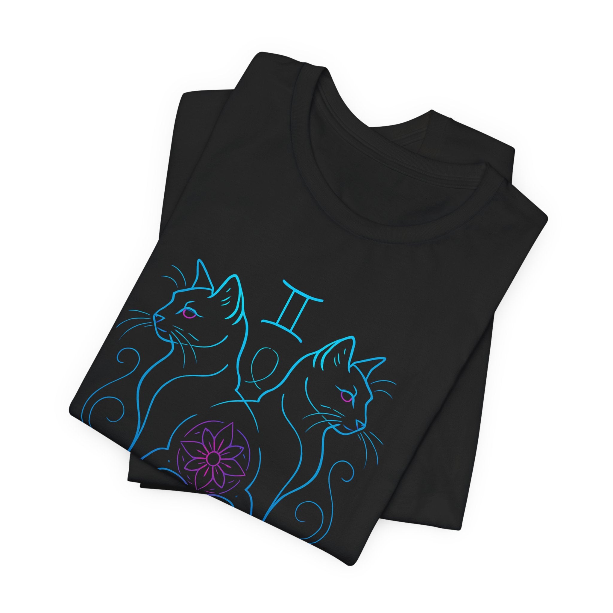 Astrology Zodiac Gemini Twin Cats Unisex Mandala T-Shirt