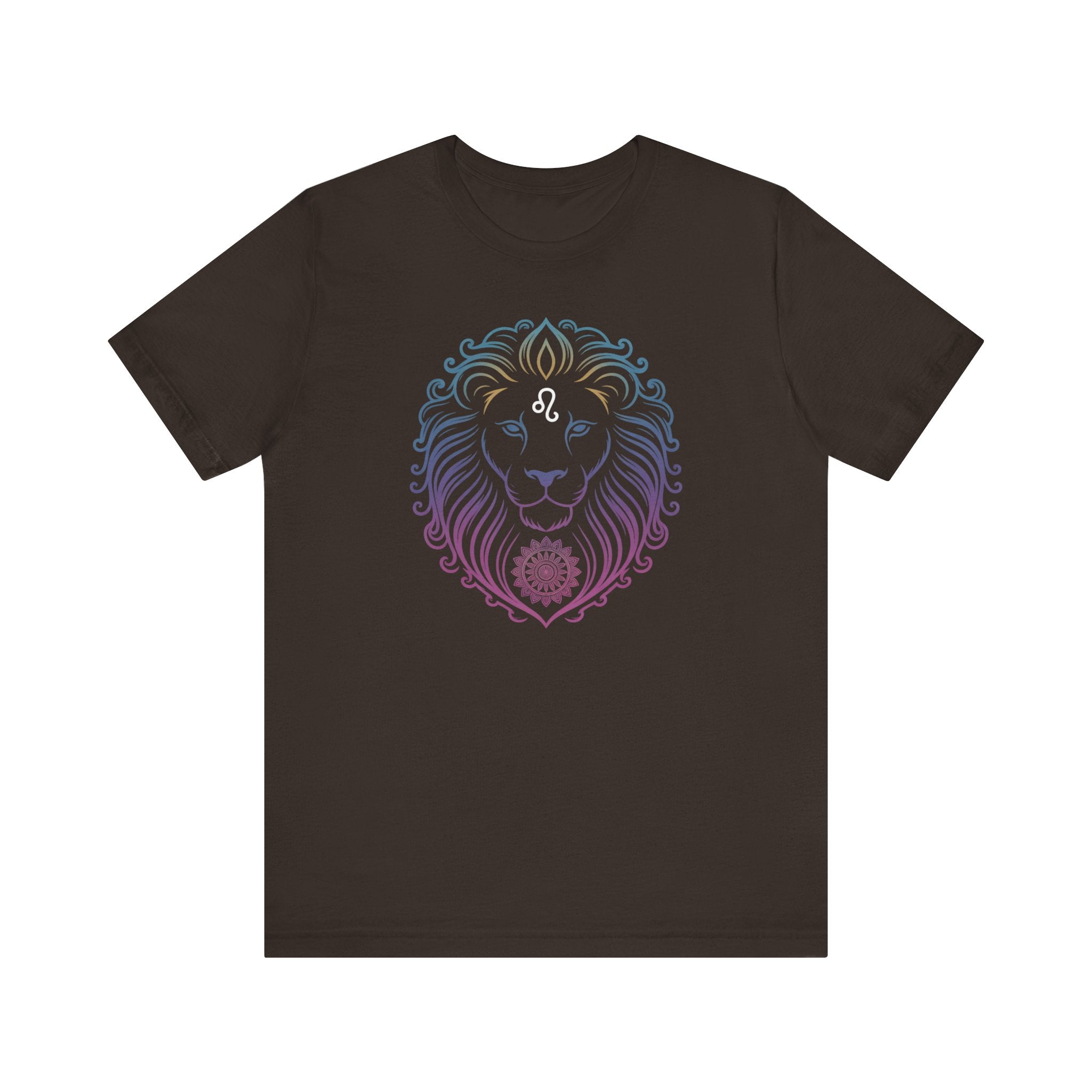 Astrology Zodiac Leo Neon Lion Unisex Mandala T-Shirt
