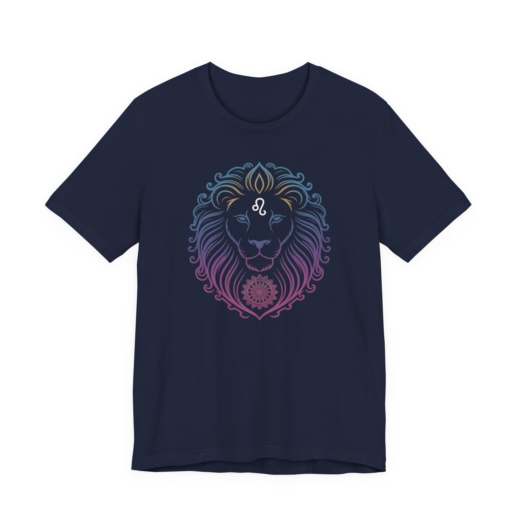 Astrology Zodiac Leo Neon Lion Unisex Mandala T-Shirt