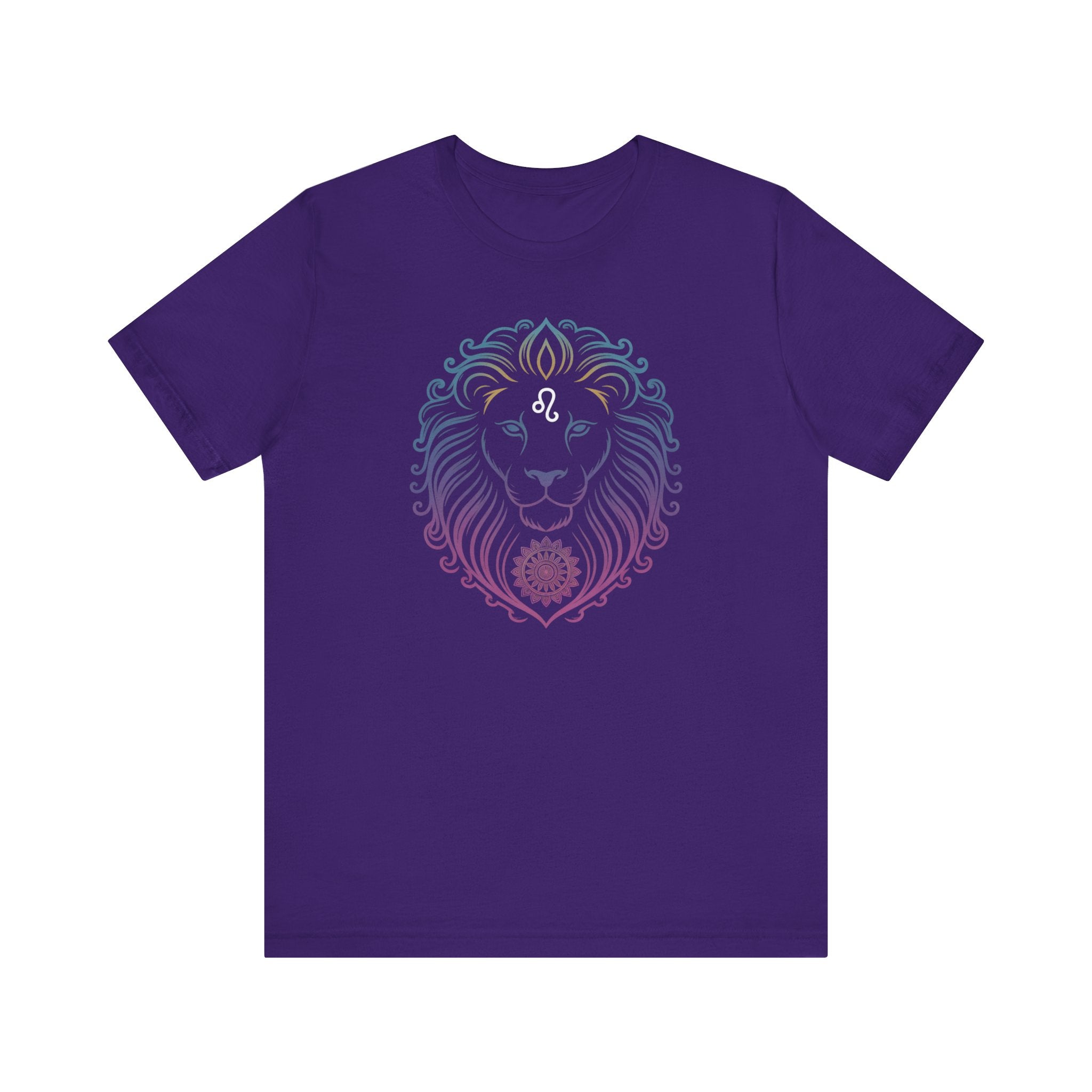 Astrology Zodiac Leo Neon Lion Unisex Mandala T-Shirt