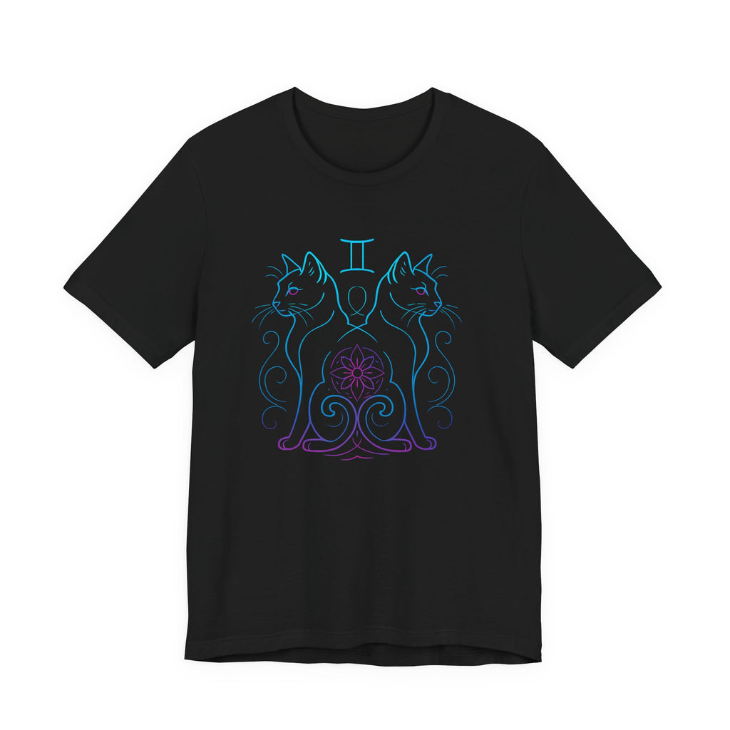 Astrology Zodiac Gemini Twin Cats Unisex Mandala T-Shirt