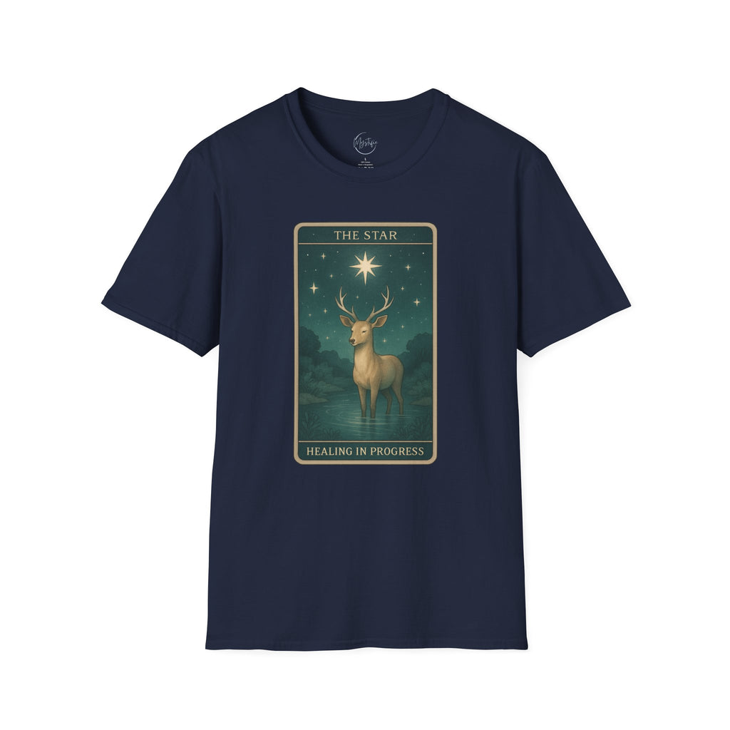 Tarot 'The Star' Deer Unisex T-Shirt — Mystic Celestial Card Graphic Tee