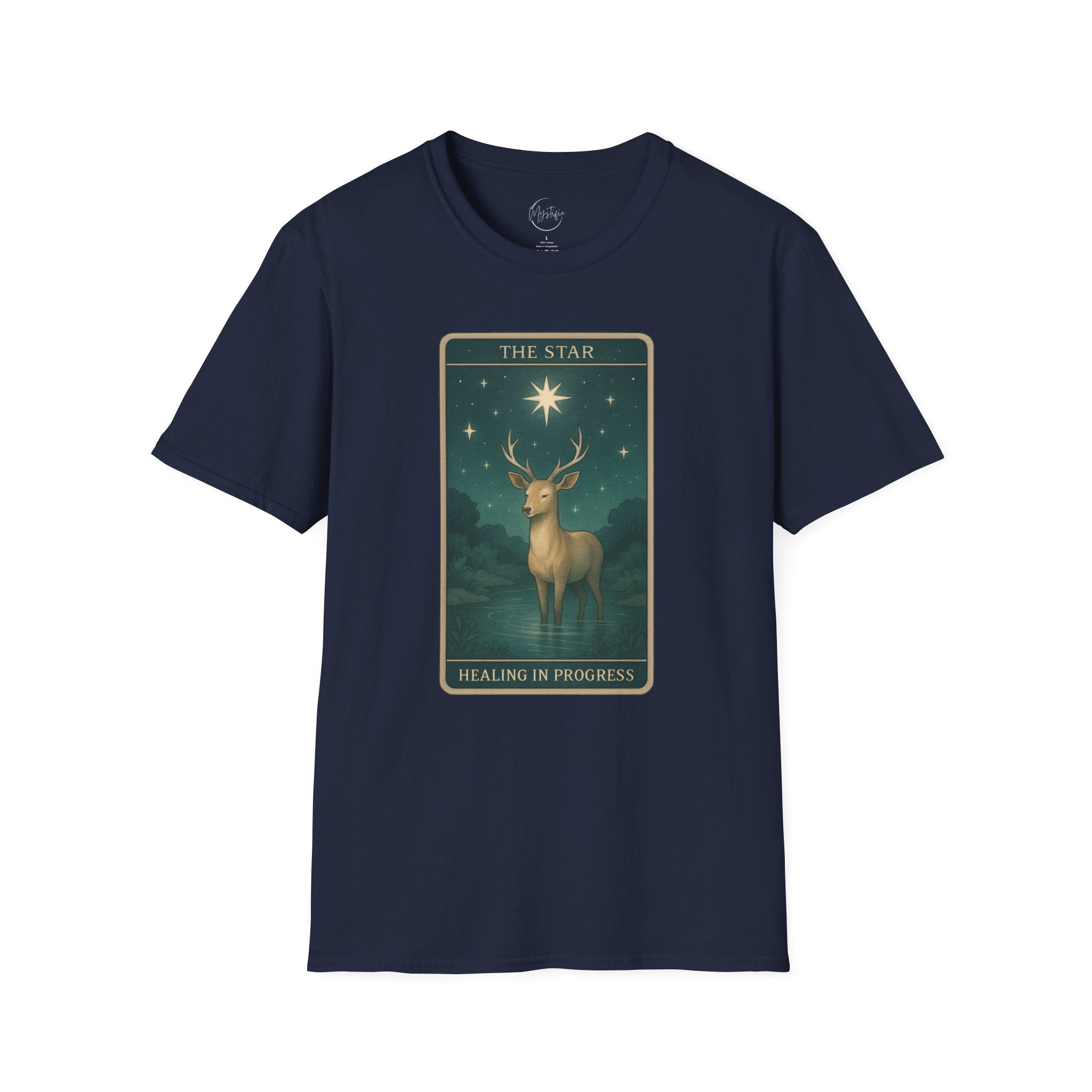 Tarot 'The Star' Deer Unisex T-Shirt — Mystic Celestial Card Graphic Tee
