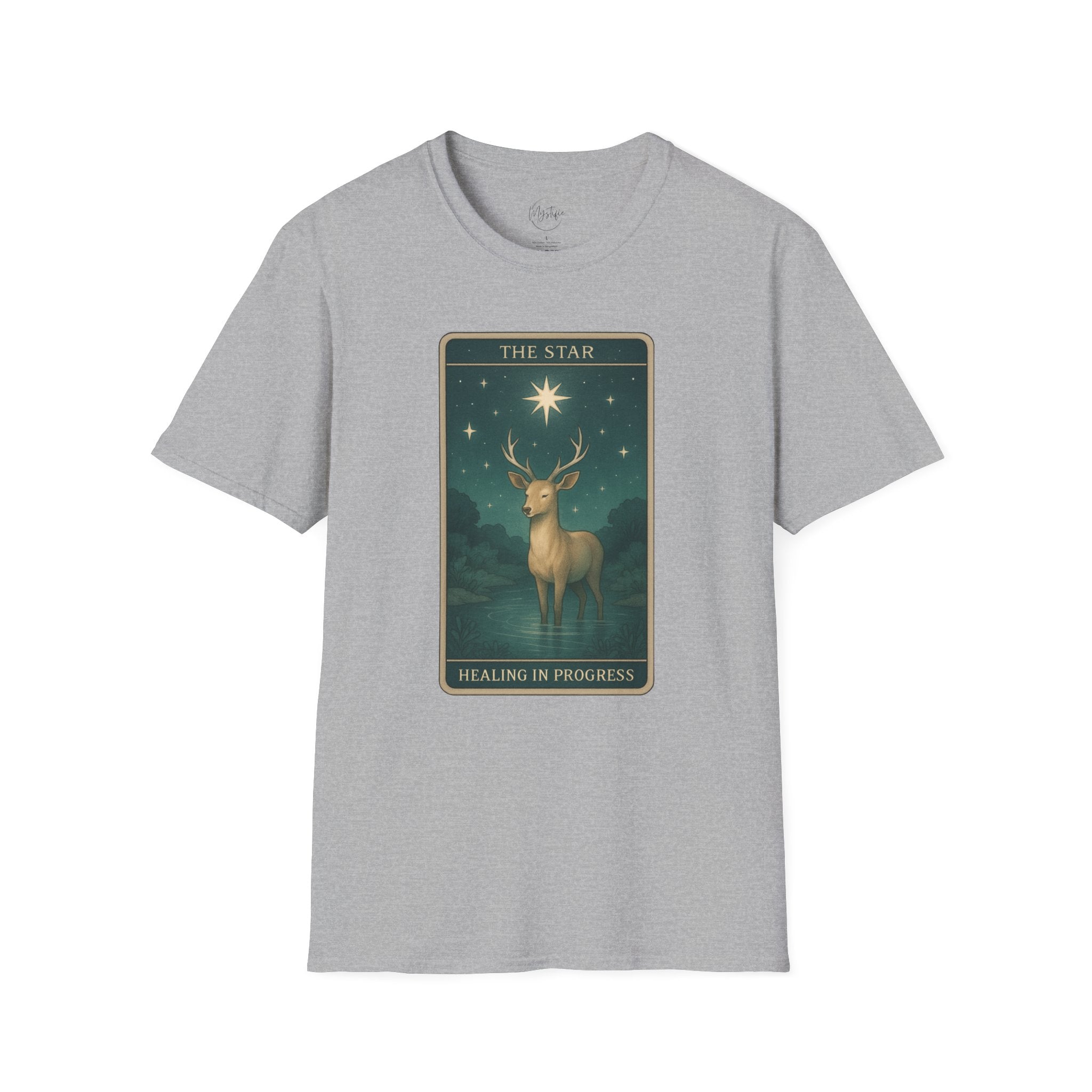 Tarot 'The Star' Deer Unisex T-Shirt — Mystic Celestial Card Graphic Tee