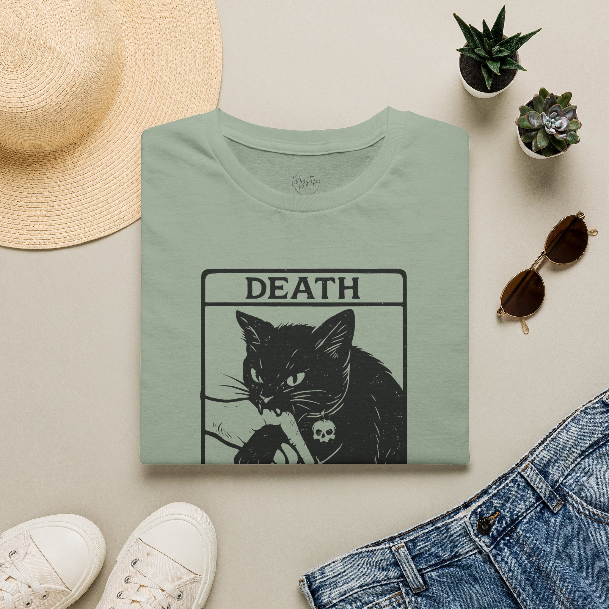 Tarot Card Death Black Cat Unisex T-Shirt