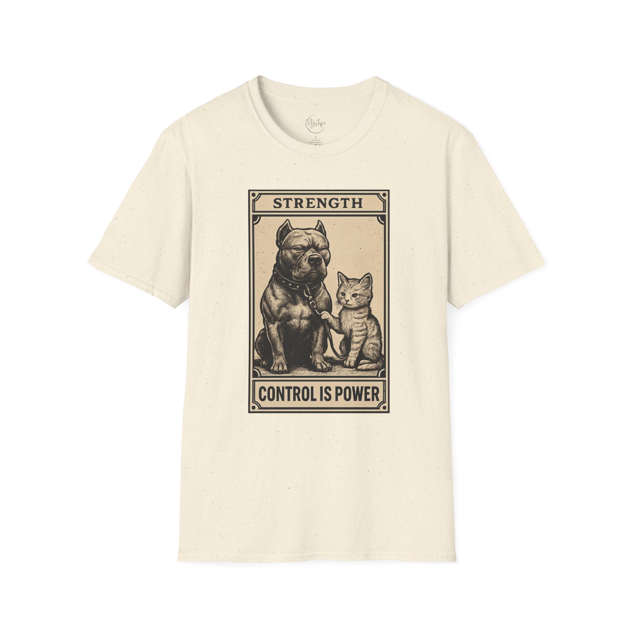 Strength 'Control Is Power' Tarot Unisex T-Shirt — Vintage Dog & Cat Graphic Tee
