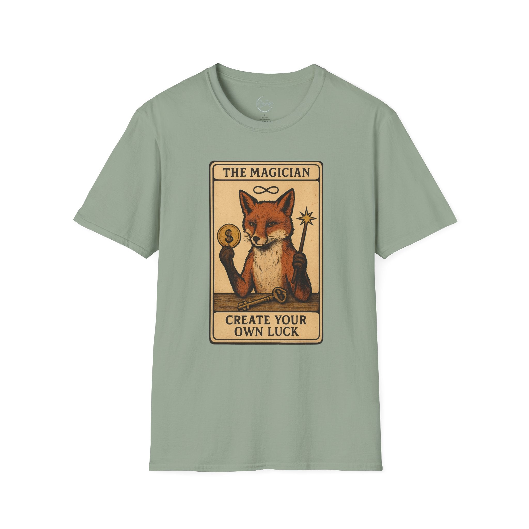 The Magician Fox Tarot Unisex T‑Shirt — 'Create Your Own Luck' Tarot Style Tee