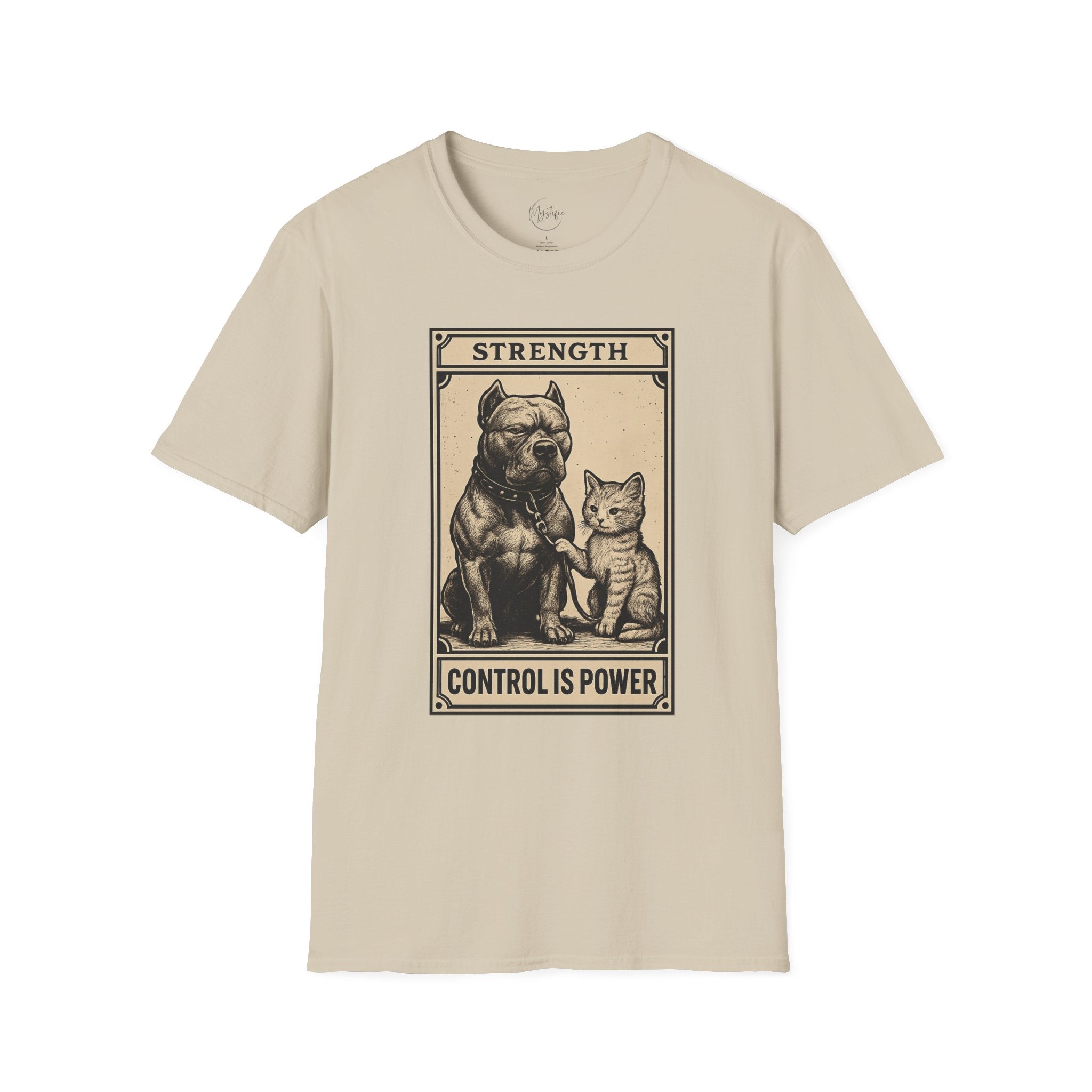 Strength 'Control Is Power' Tarot Unisex T-Shirt — Vintage Dog & Cat Graphic Tee